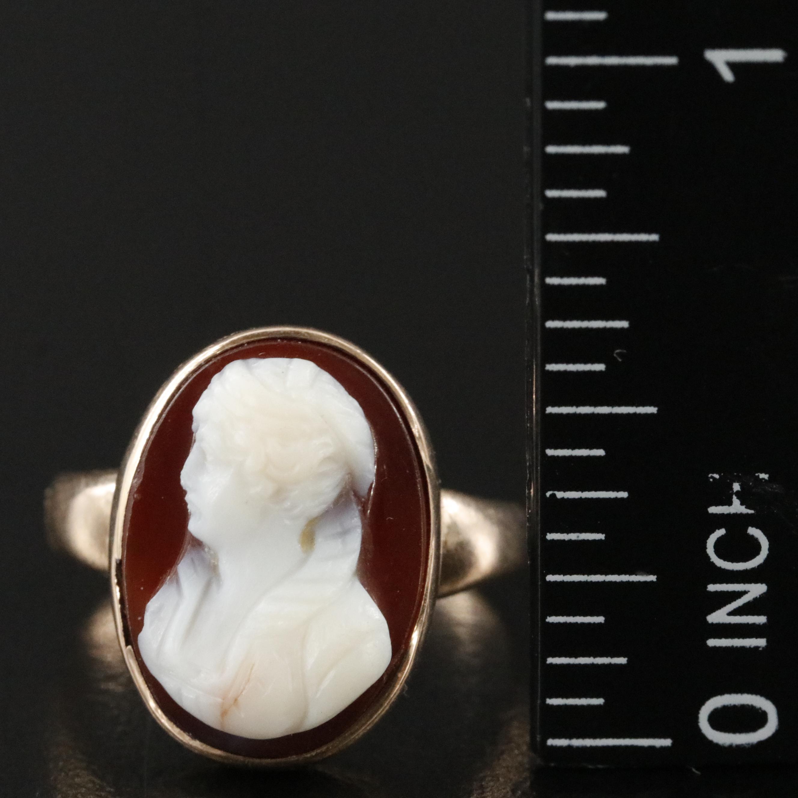 Victorian Renaissance Revival 9K Sardonyx Cameo Ring