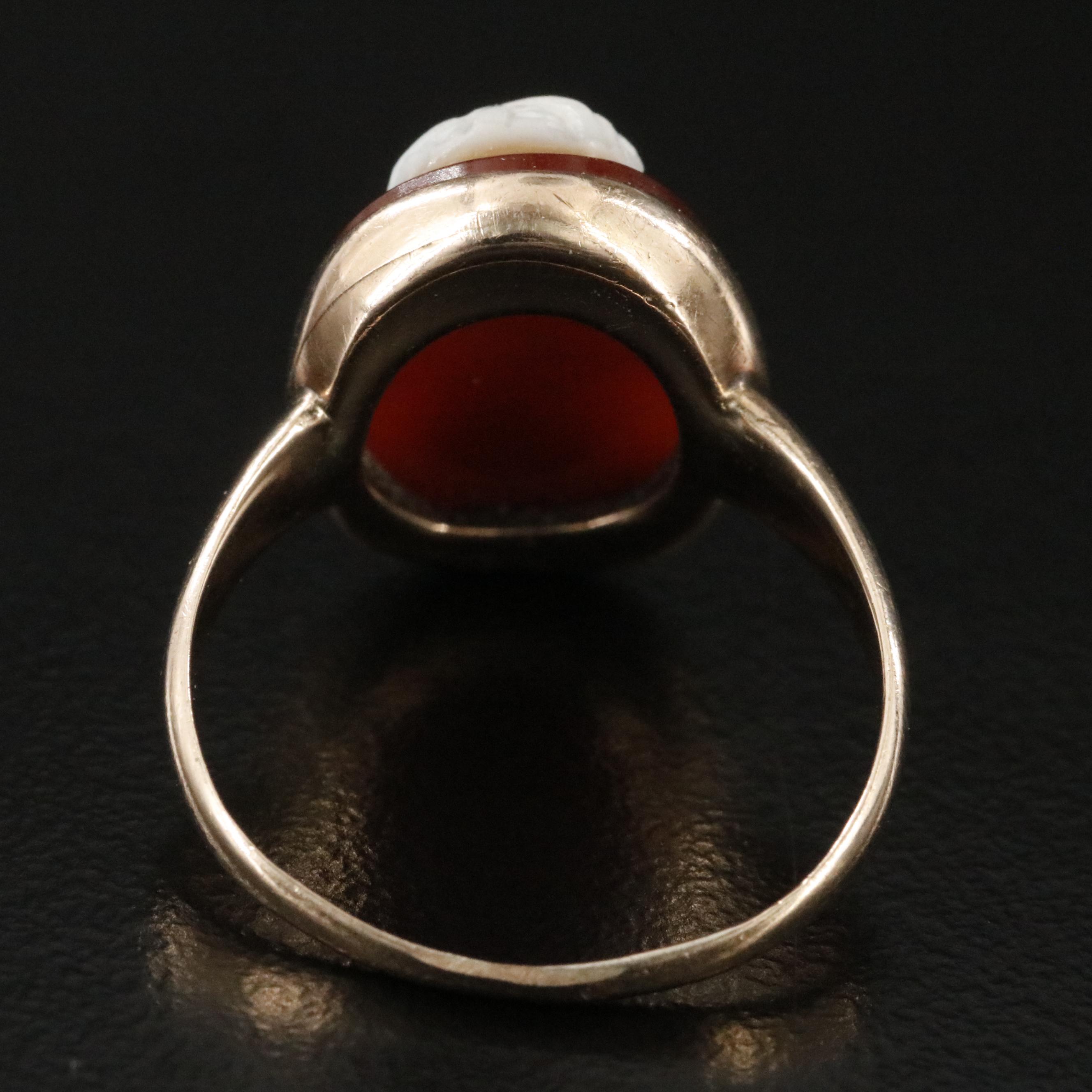 Victorian Renaissance Revival 9K Sardonyx Cameo Ring