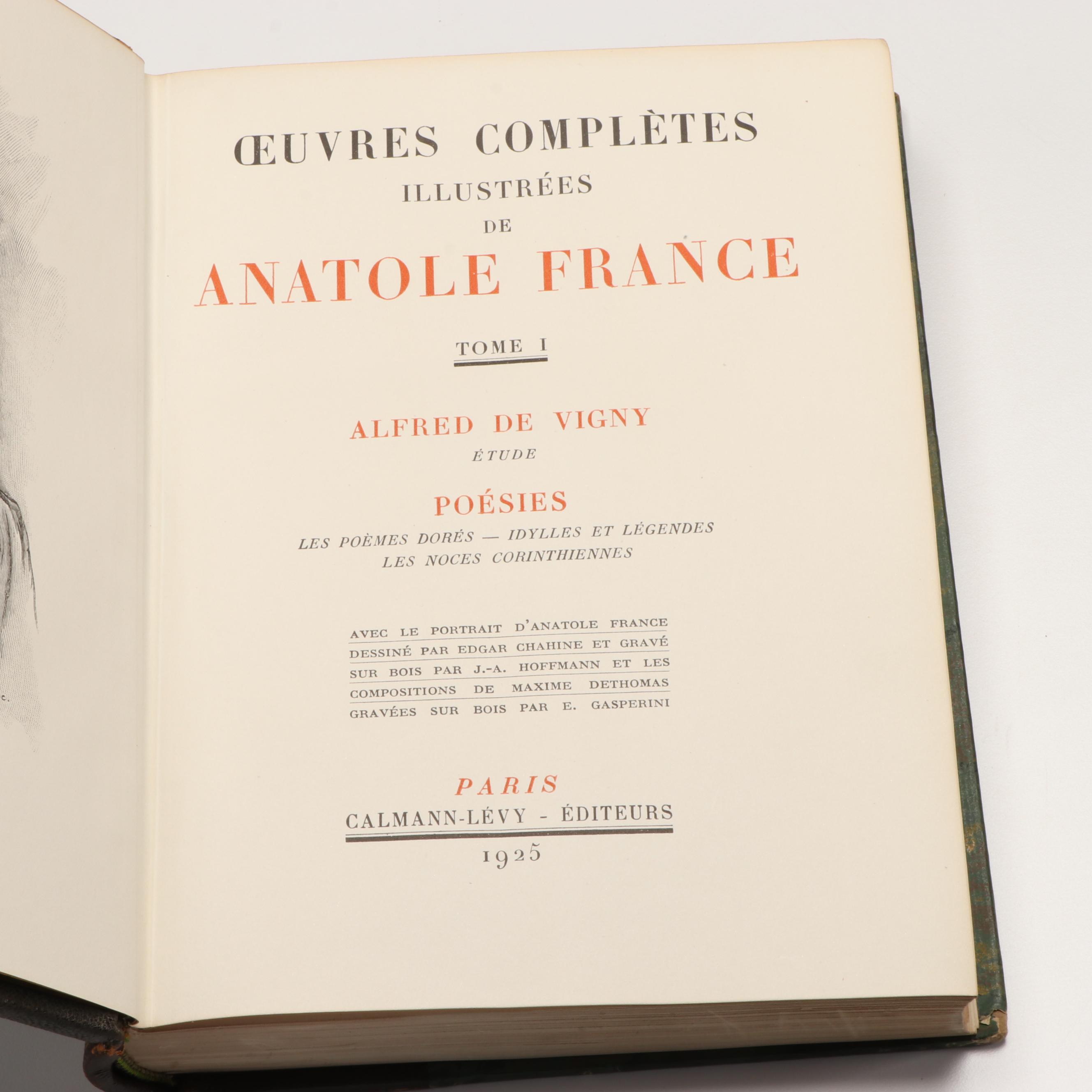 "Complete Works of Anatole France" French Partial Set, 1920s