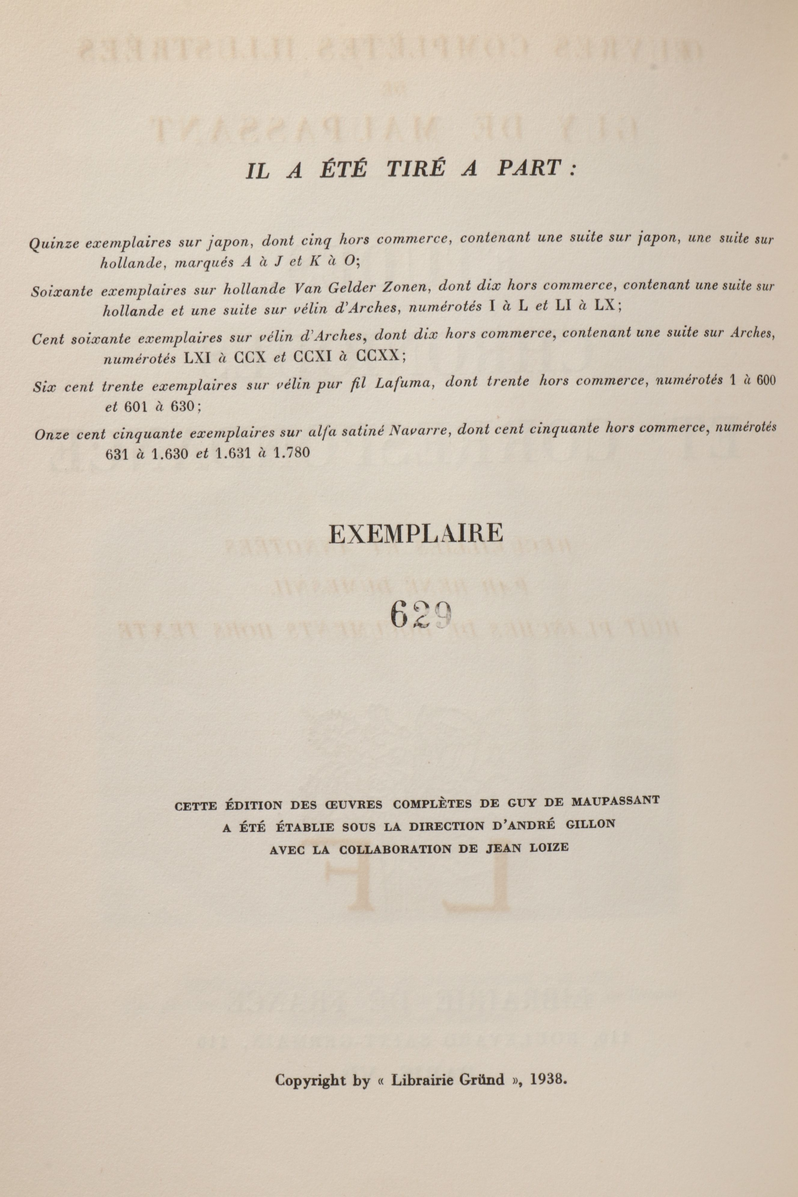 "Complete Illustrated Works of Guy de Maupassant" French Full Set, 1935