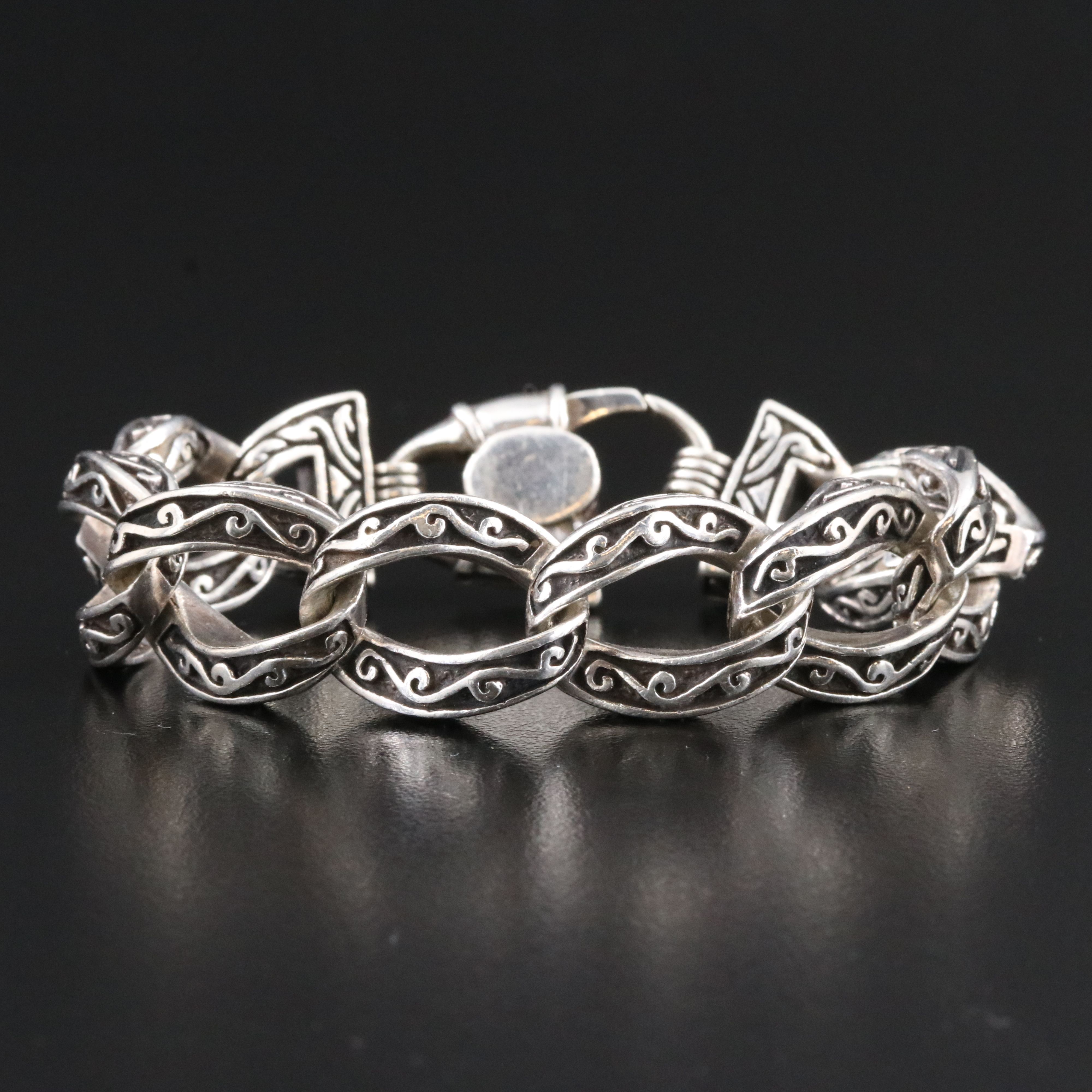 Sterling Patterned Curb Chain Bracelet