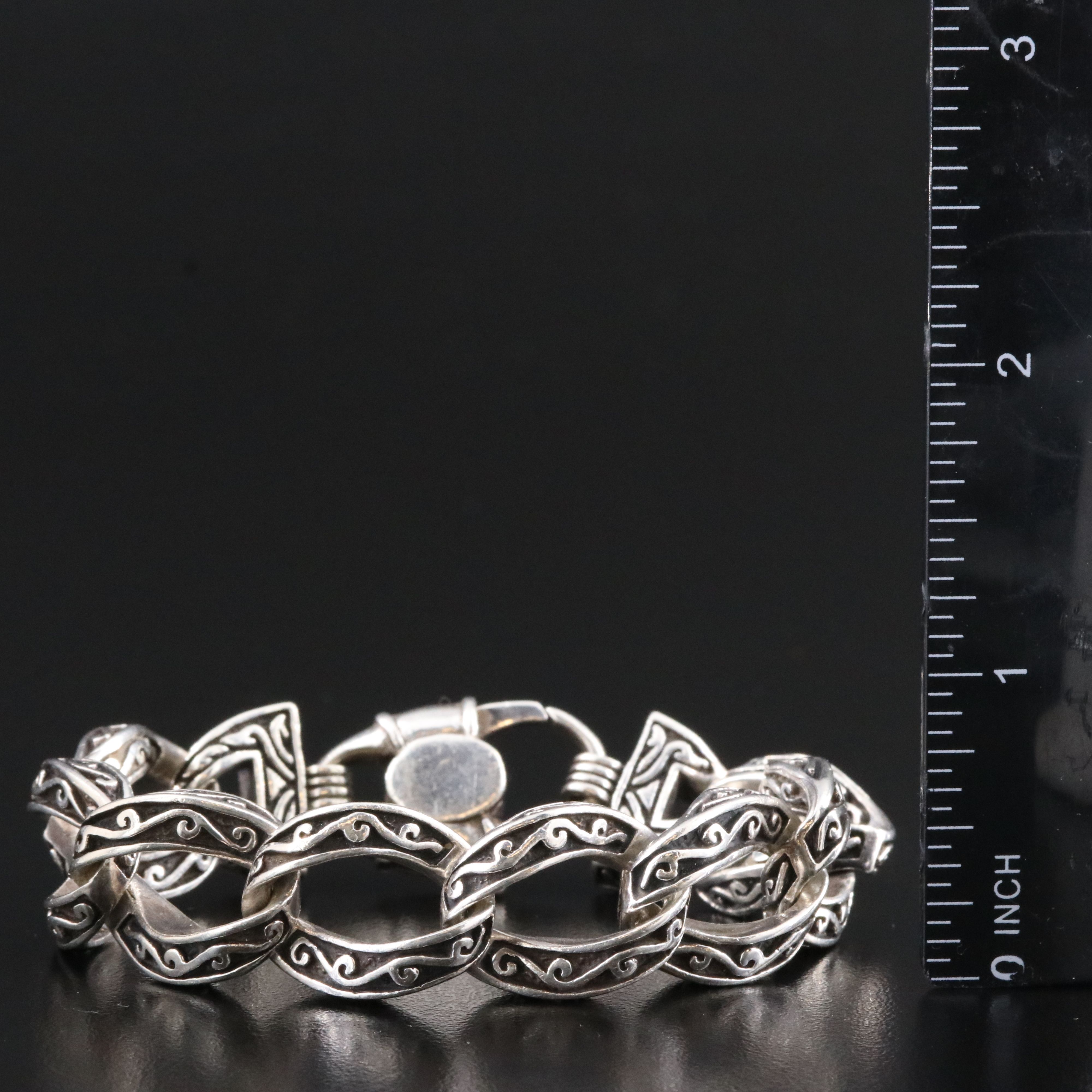 Sterling Patterned Curb Chain Bracelet
