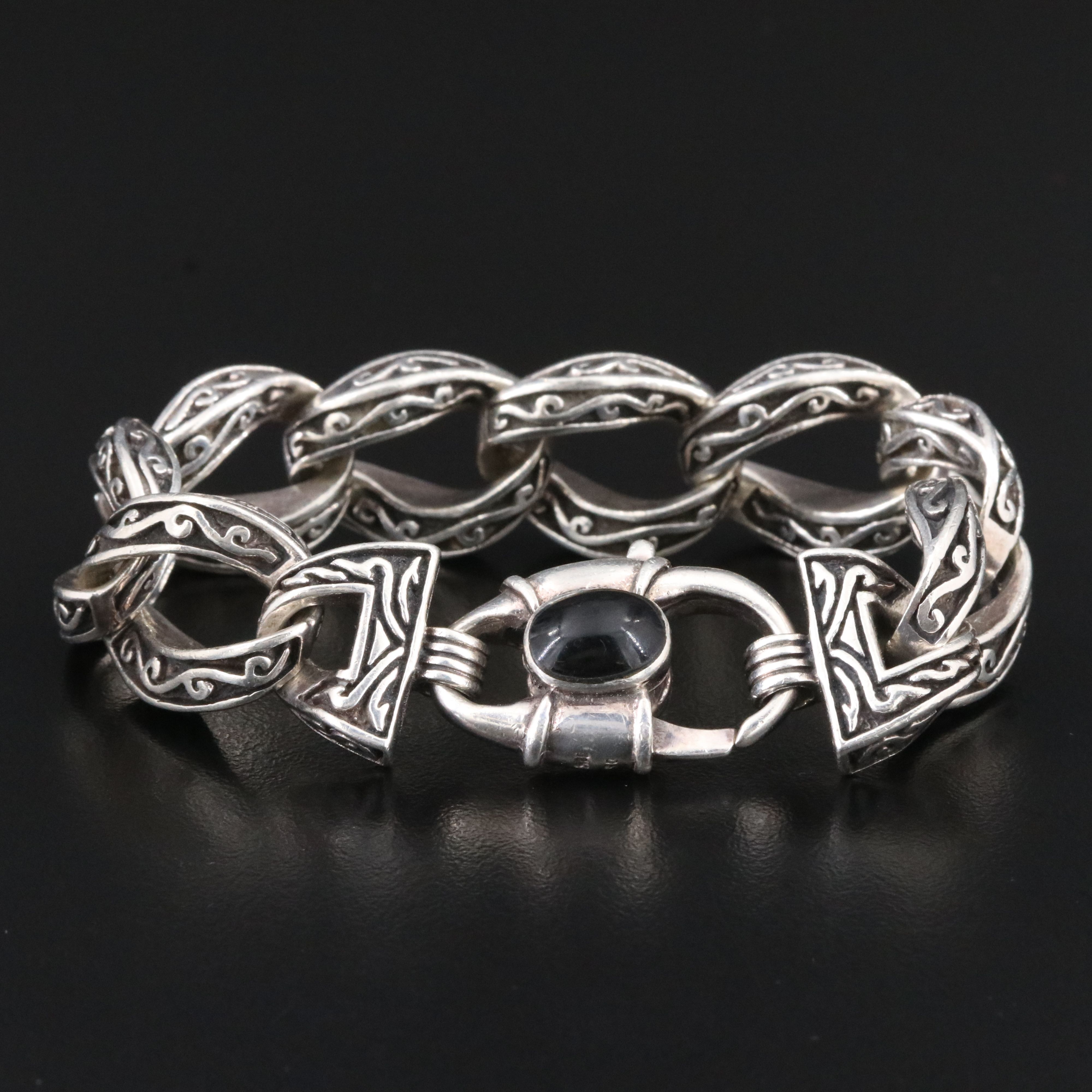 Sterling Patterned Curb Chain Bracelet