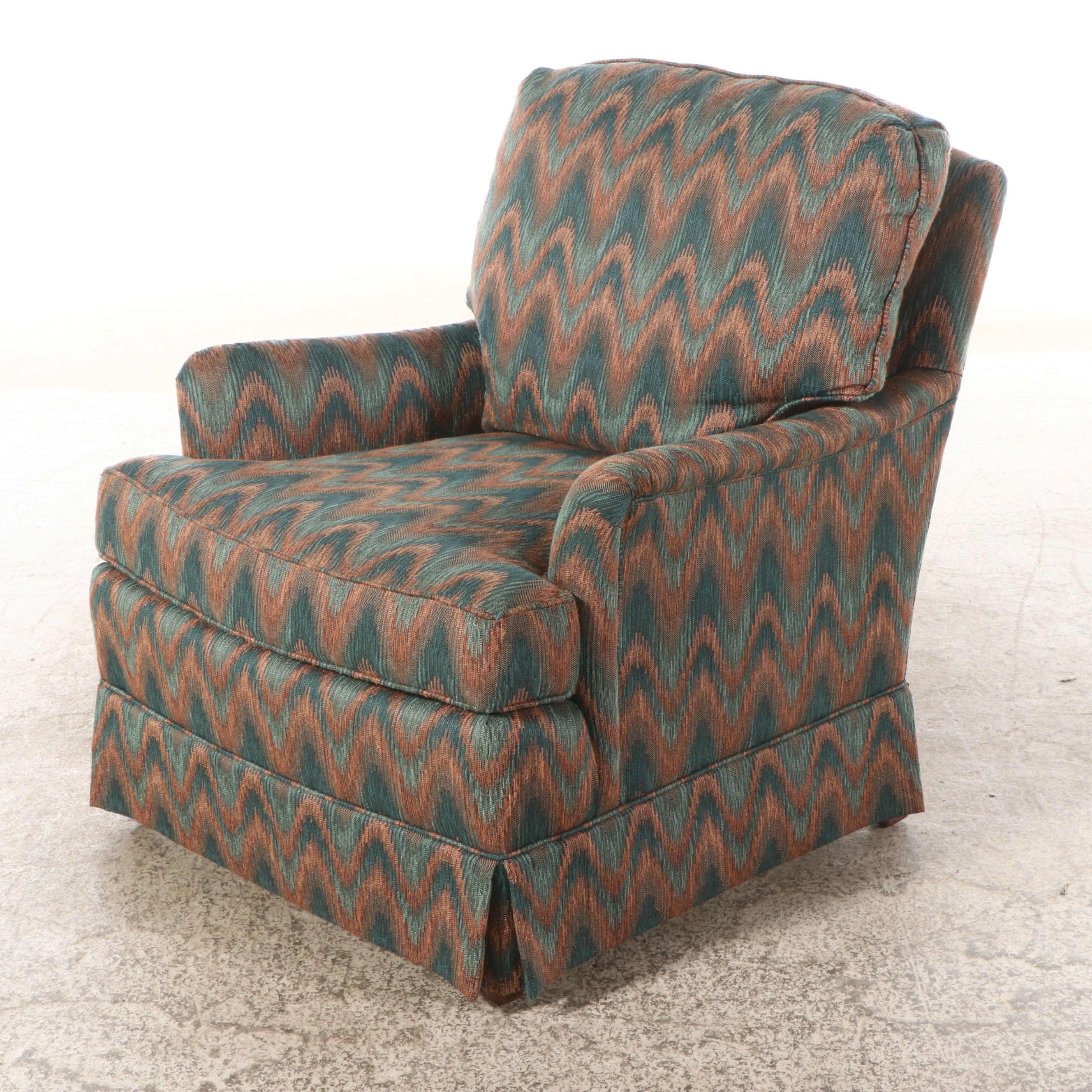 C.R. Laine Flamestitch Pattern Upholstered Club Chair