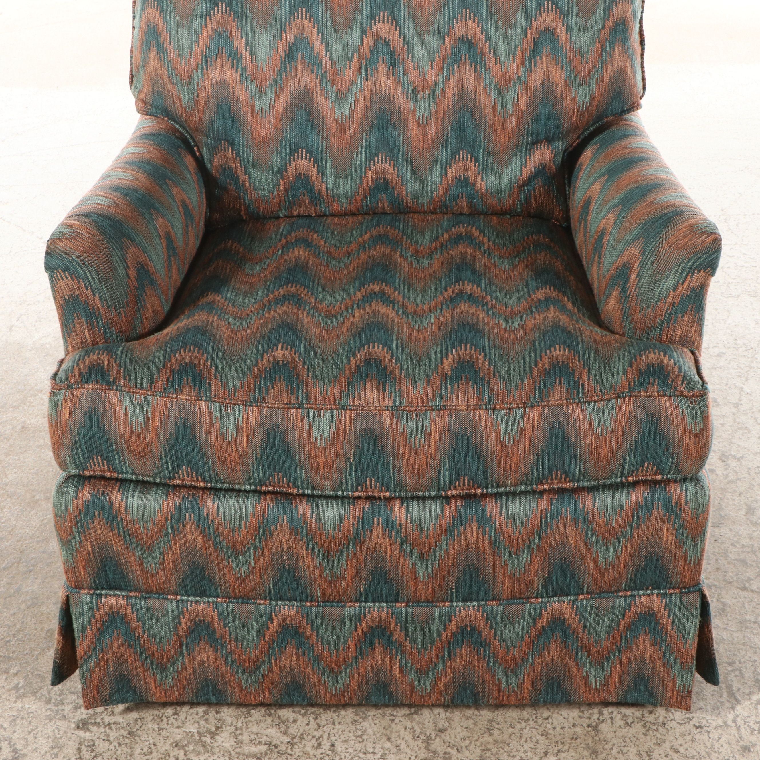 C.R. Laine Flamestitch Pattern Upholstered Club Chair