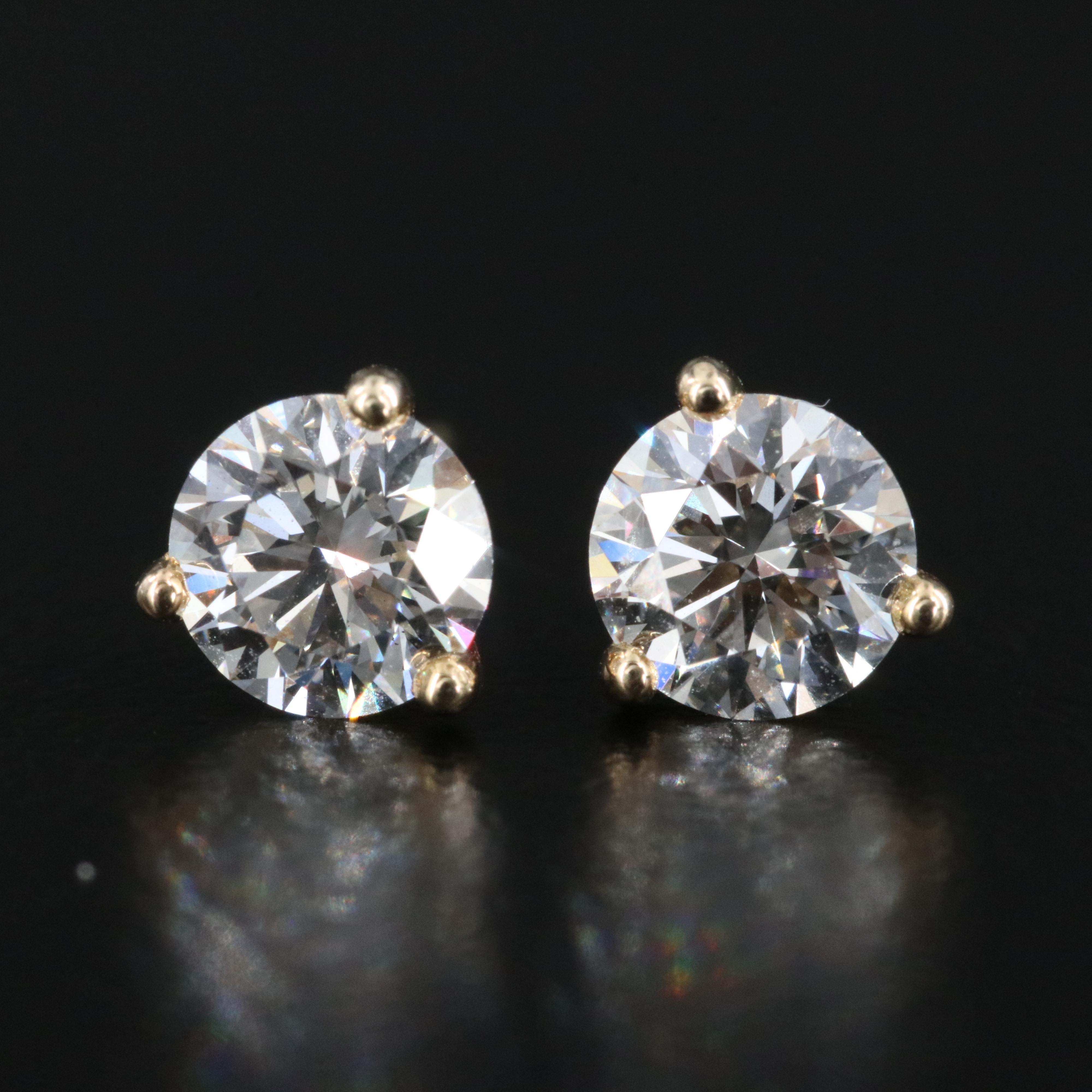 14K 1.04 CTW Lab Grown Diamond Martini Stud Earrings with Online IGI Reports