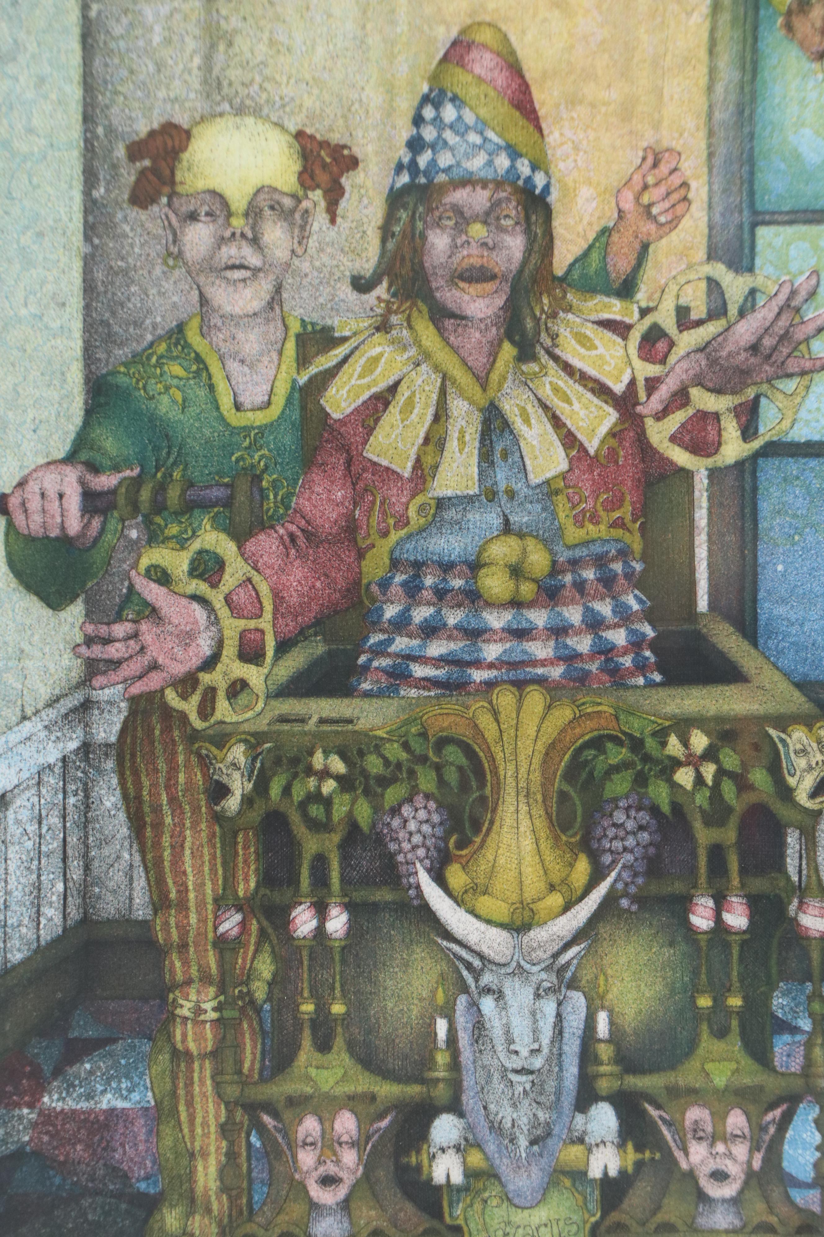 Charles S. Klabunde Etching "The Magicians," 1979