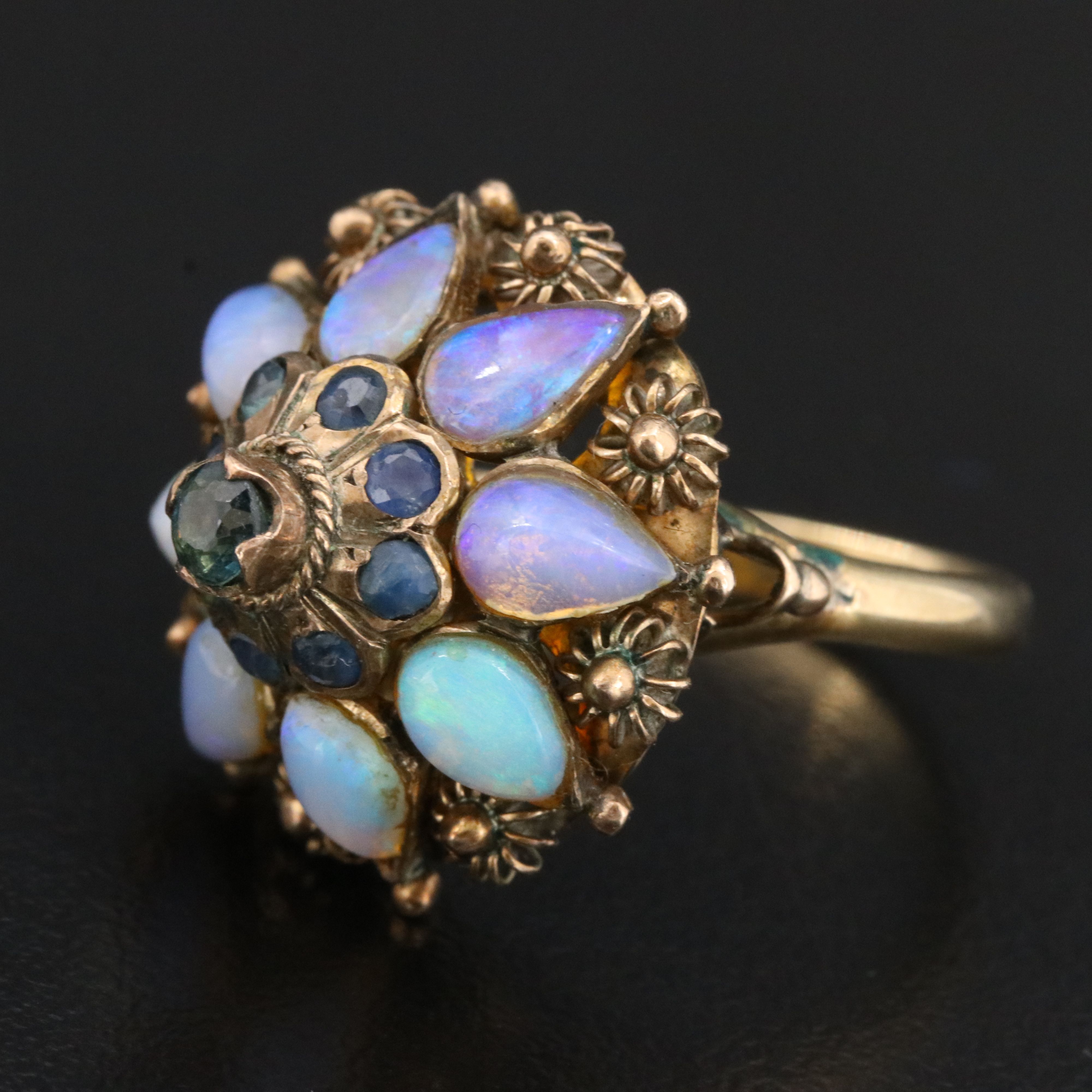 Thai Sapphire and Opal Princess Ring