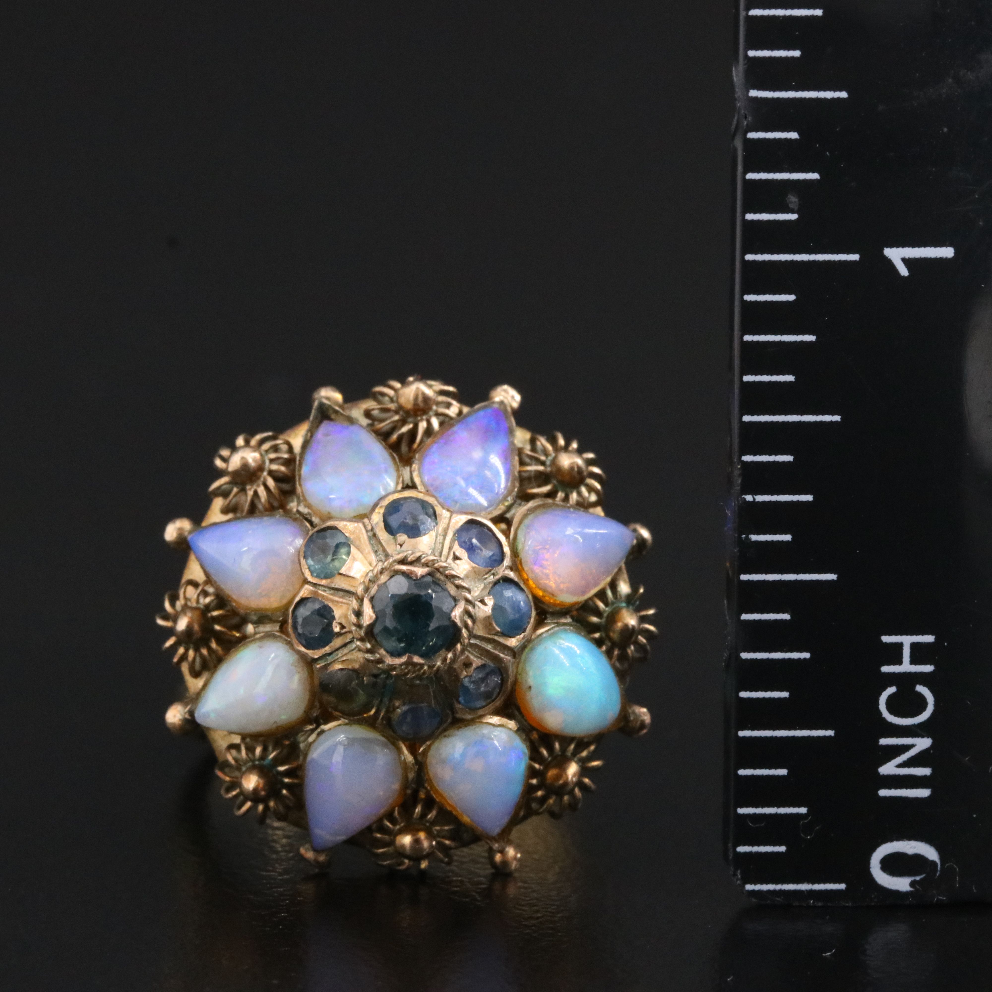 Thai Sapphire and Opal Princess Ring