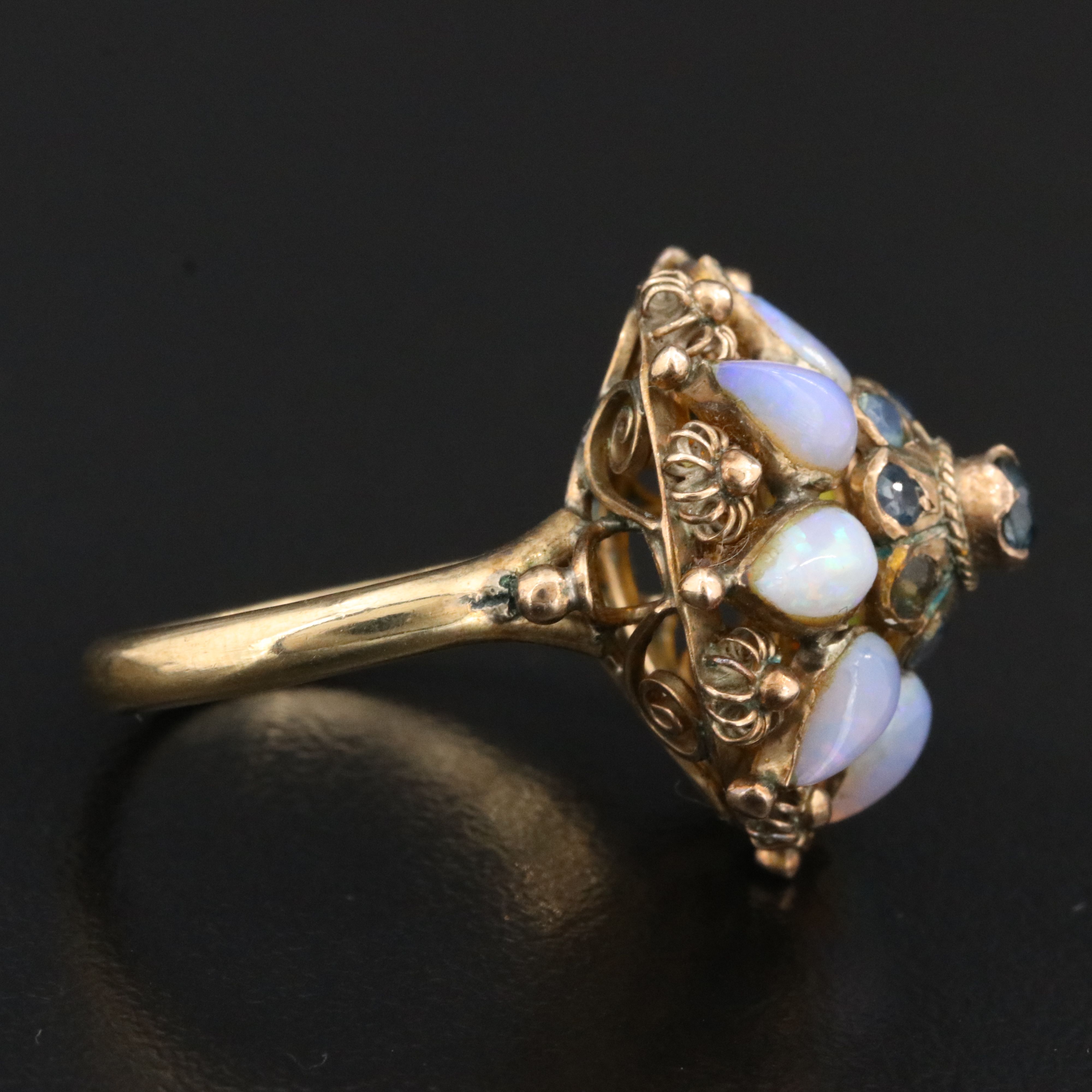 Thai Sapphire and Opal Princess Ring