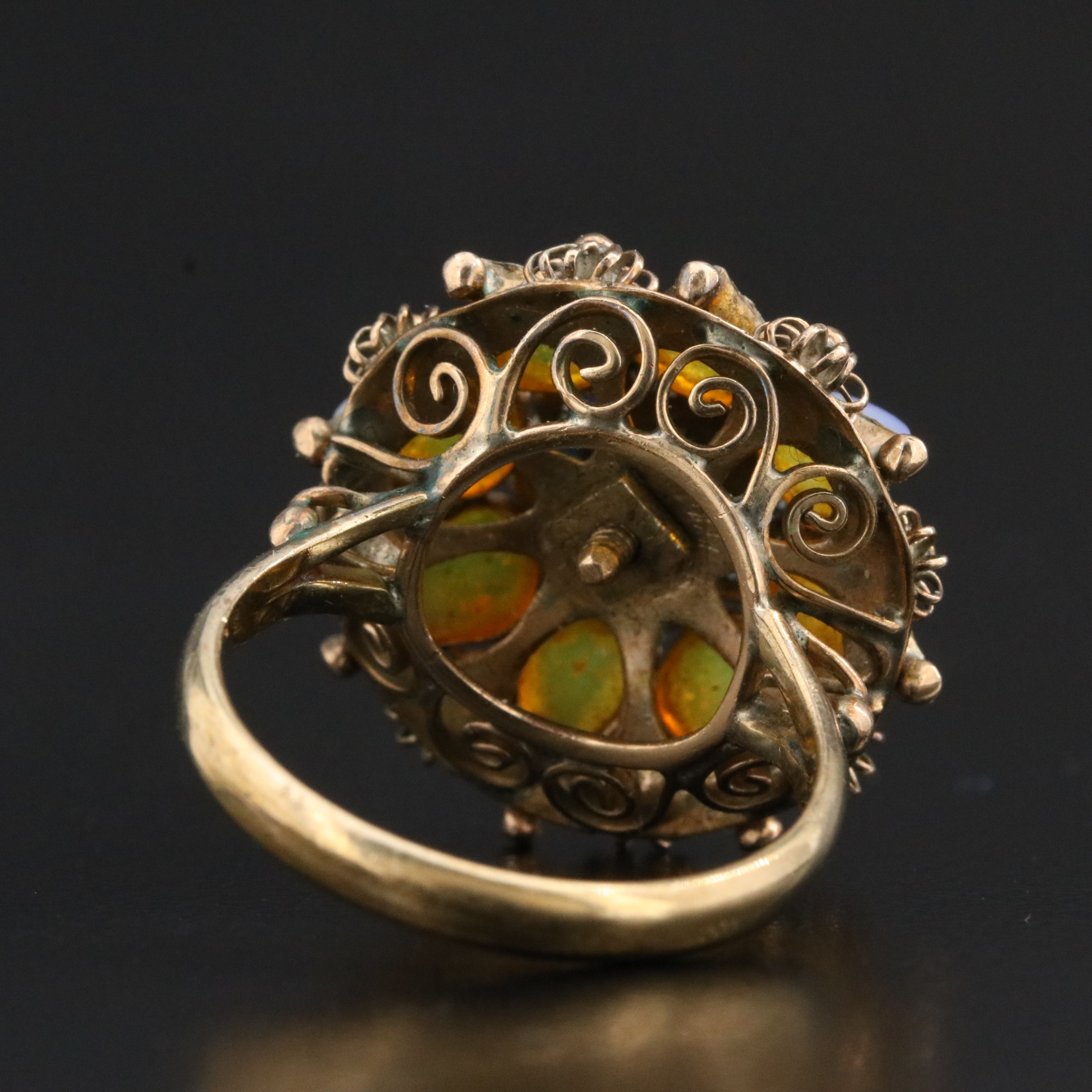 Thai Sapphire and Opal Princess Ring