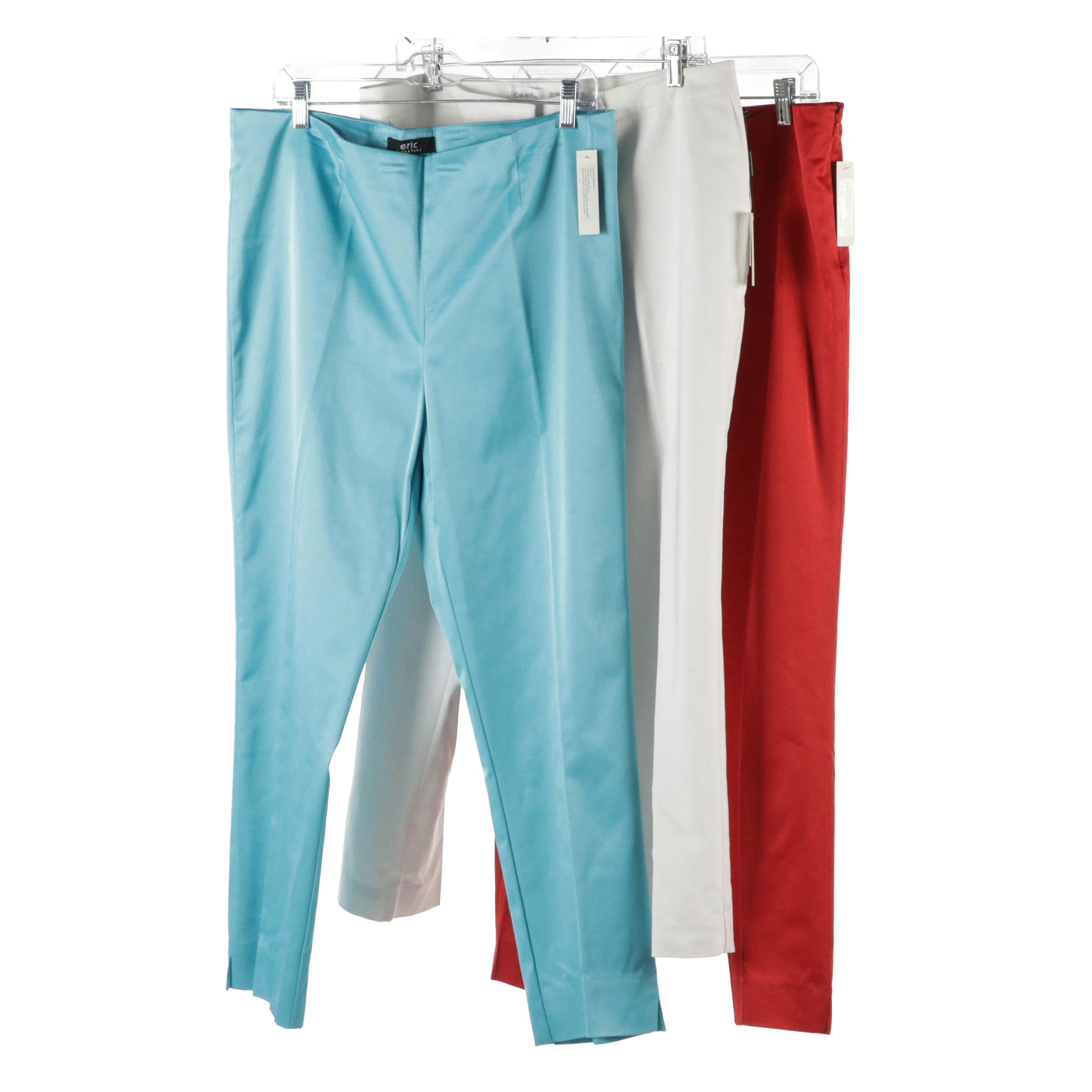 Calvin Klein White "Modern Cotton" Dress Pants, Eric Signature Stretch Pants