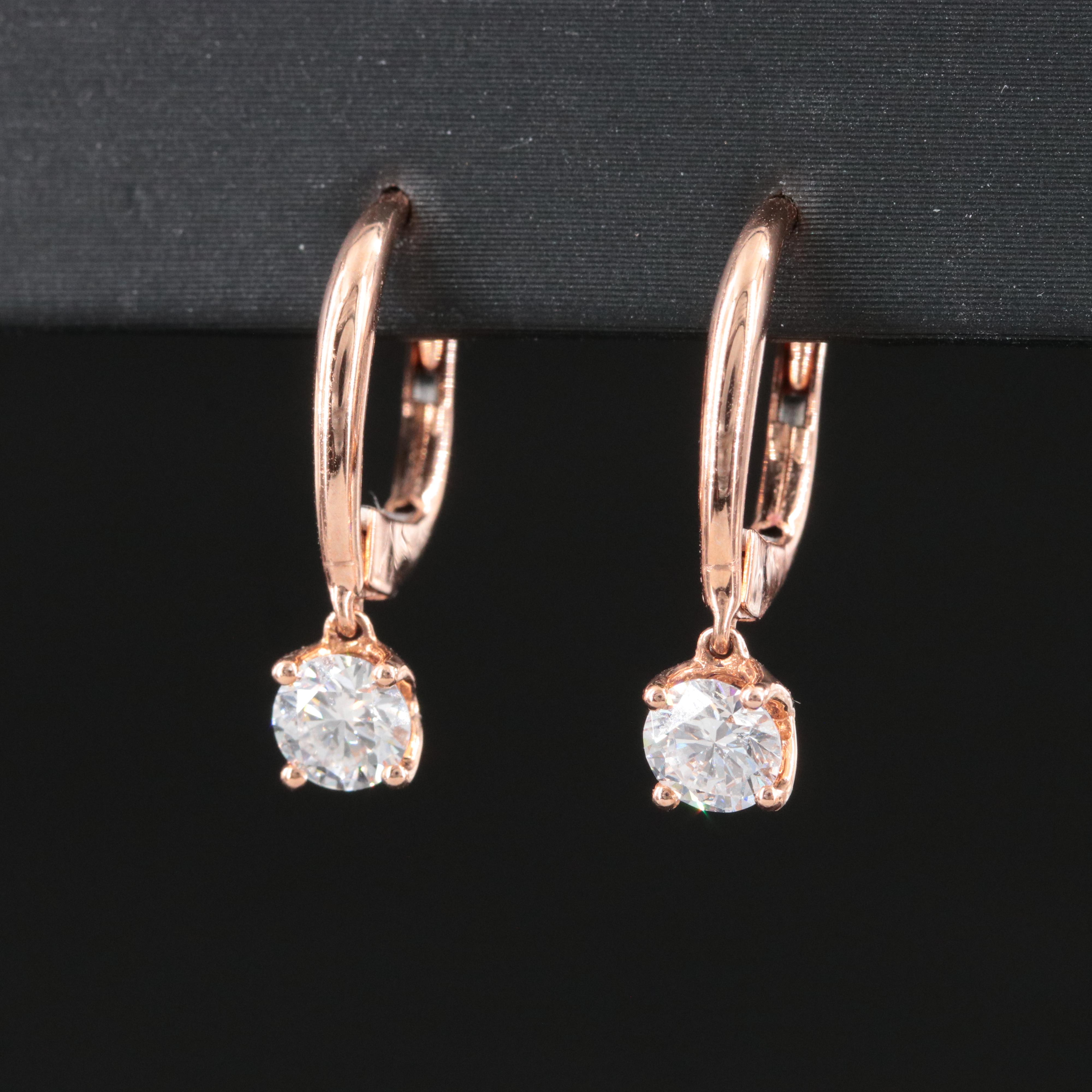 14K Rose Gold 0.64 CTW Diamond Drop Earrings