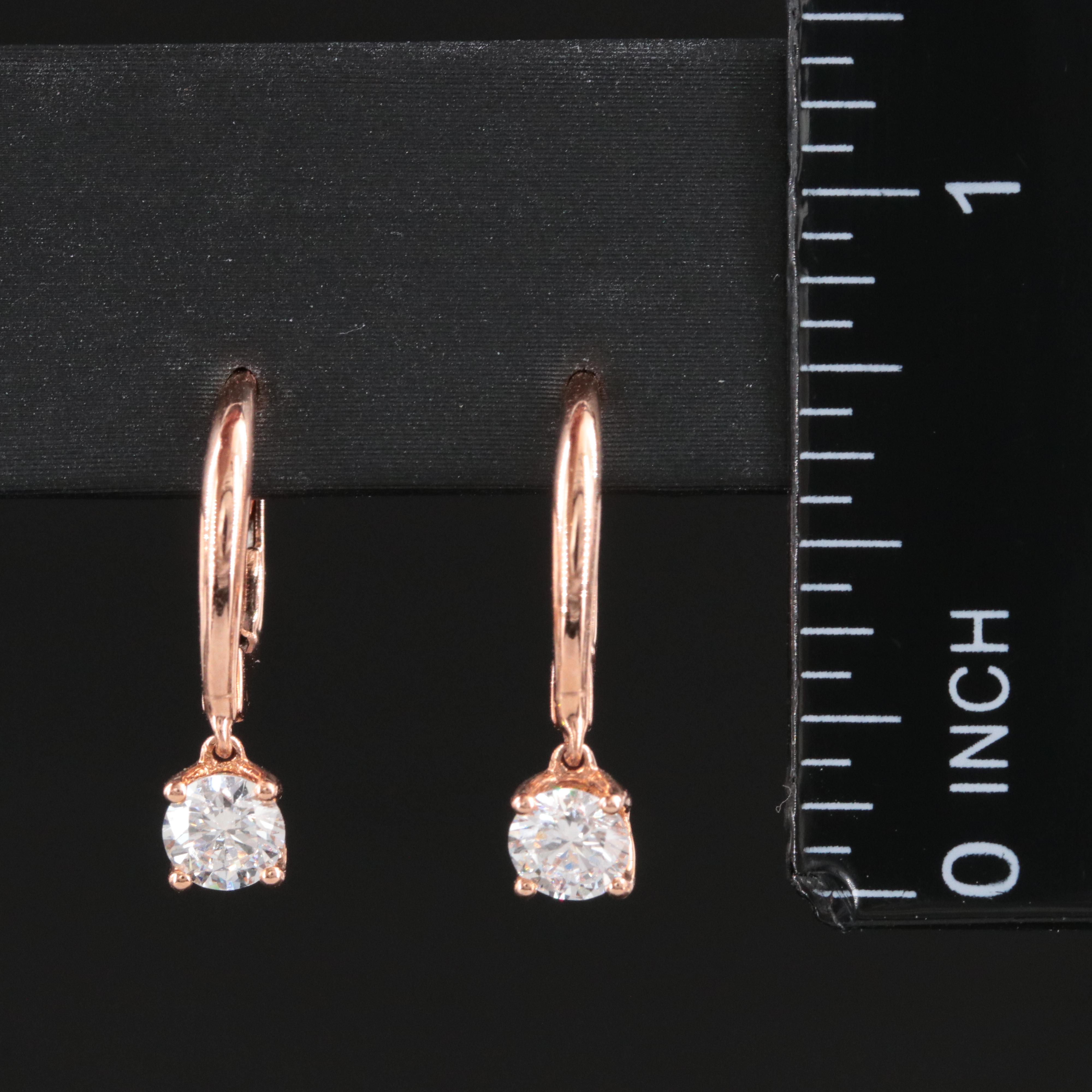 14K Rose Gold 0.64 CTW Lab Grown Diamond Drop Earrings