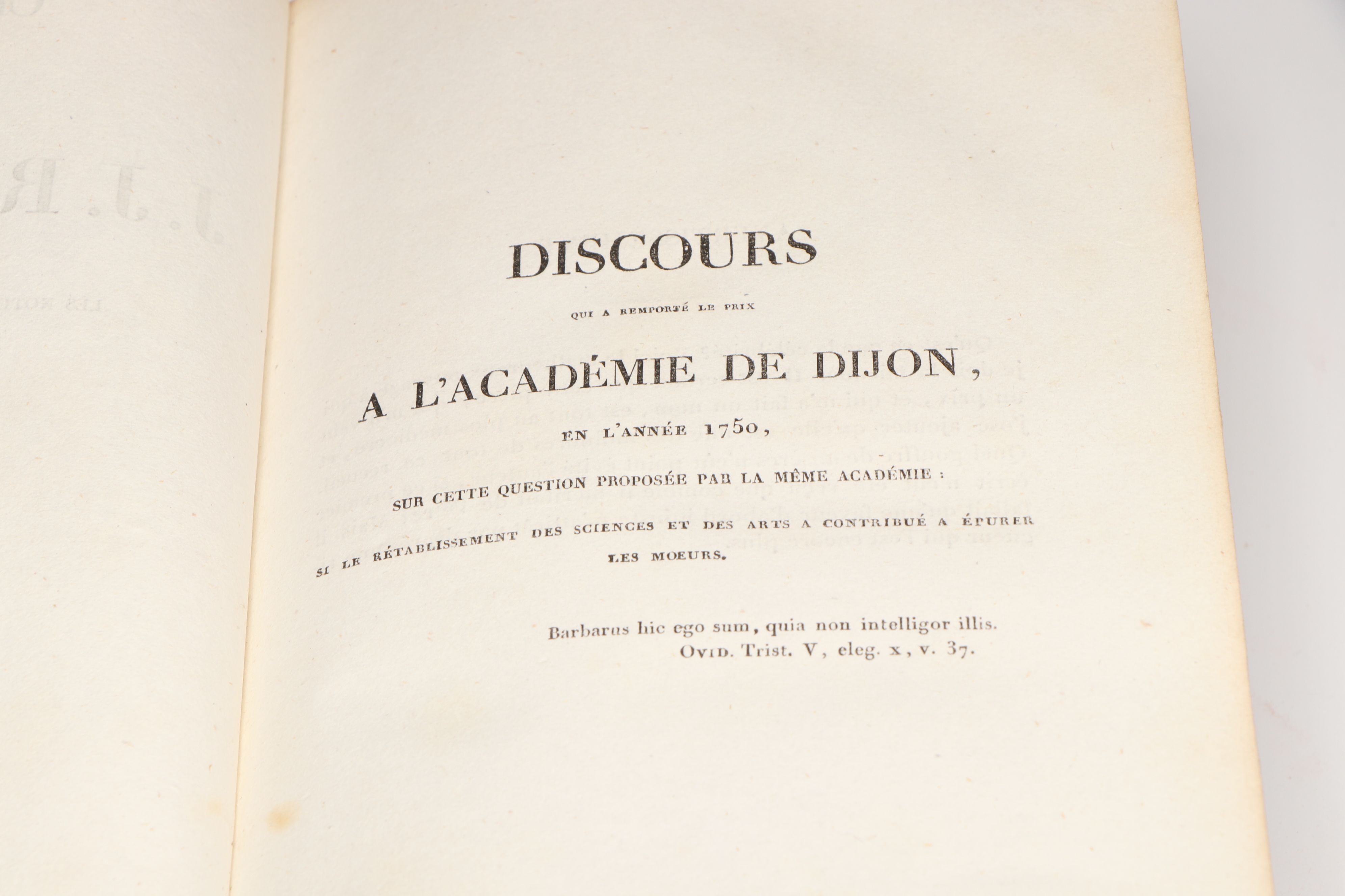 "Complete Works of J.J. Rousseau" French Partial Set, Early 19th C.