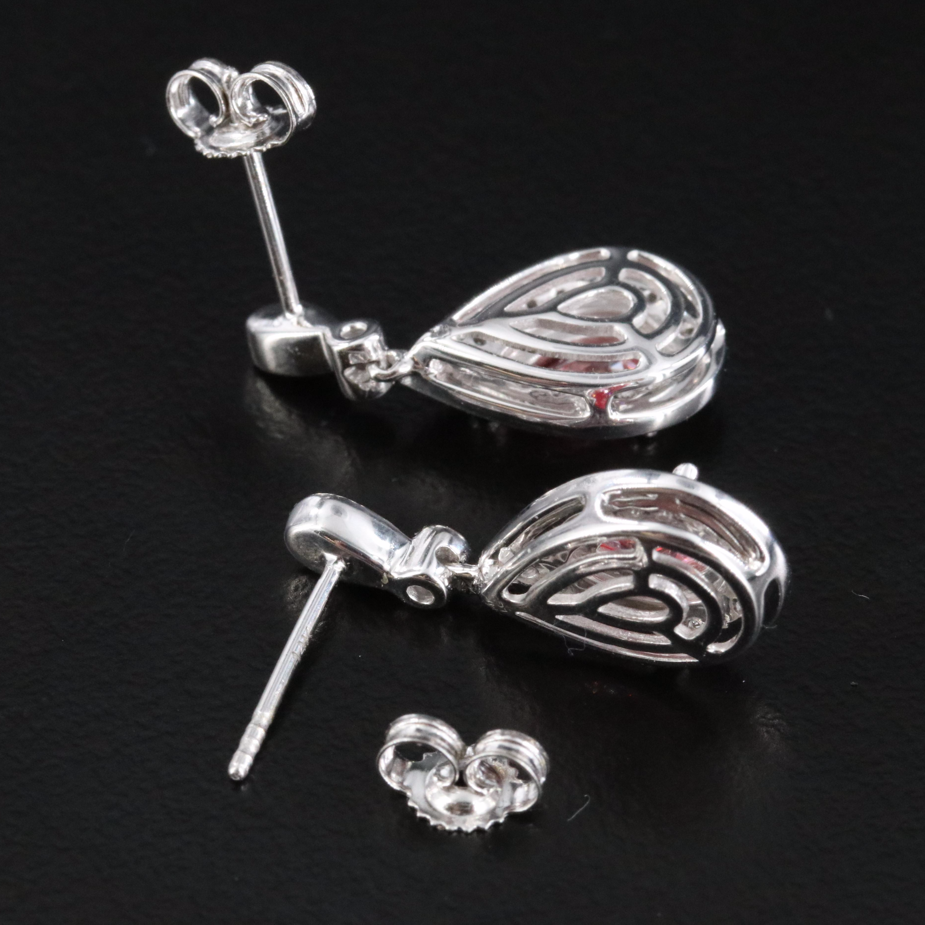 14K 1.40 CTW Lab Grown Diamond Drop Earrings with Fancy Pink Centers