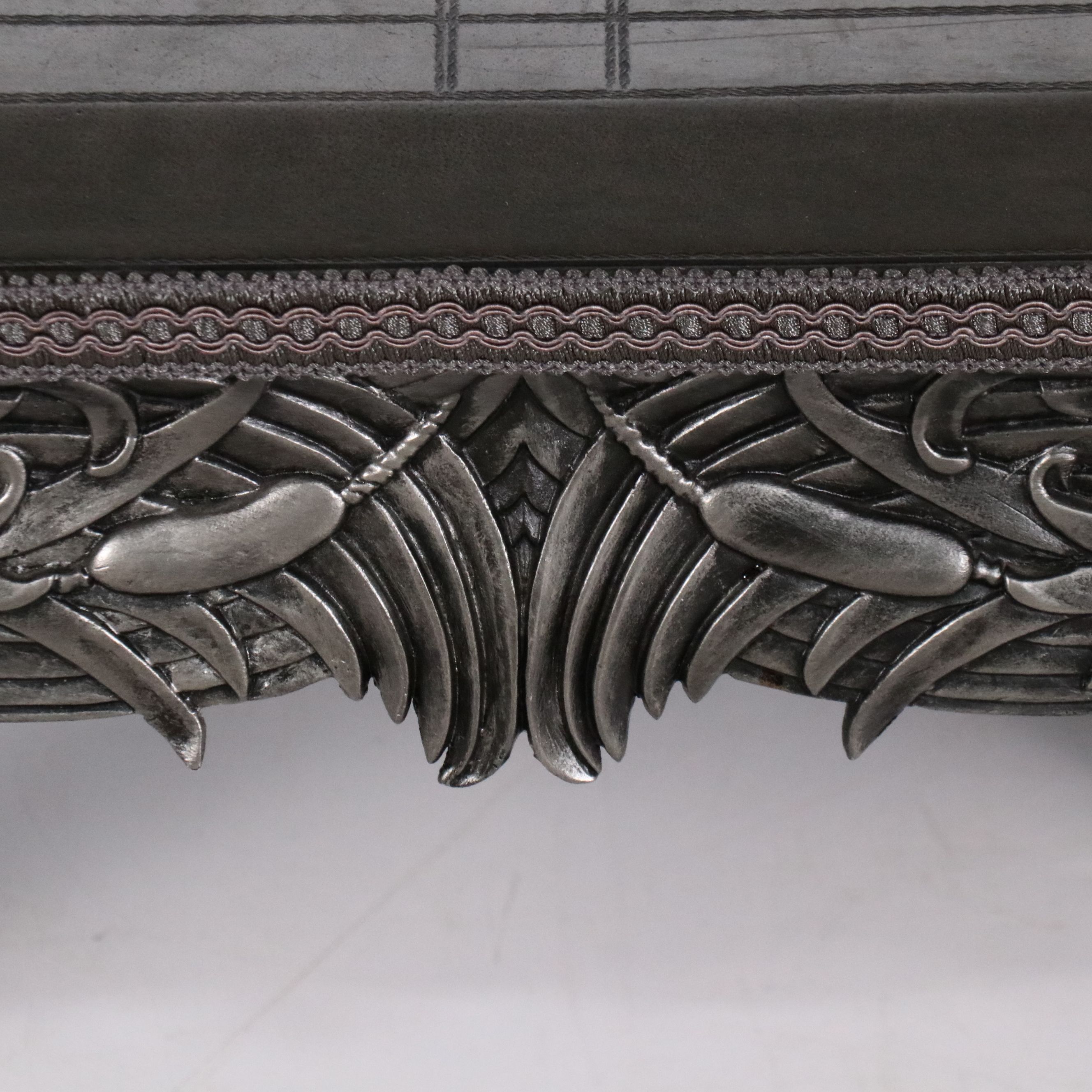 Modern Art Nouveau Style Cast Metal Leather Top Coffee Table