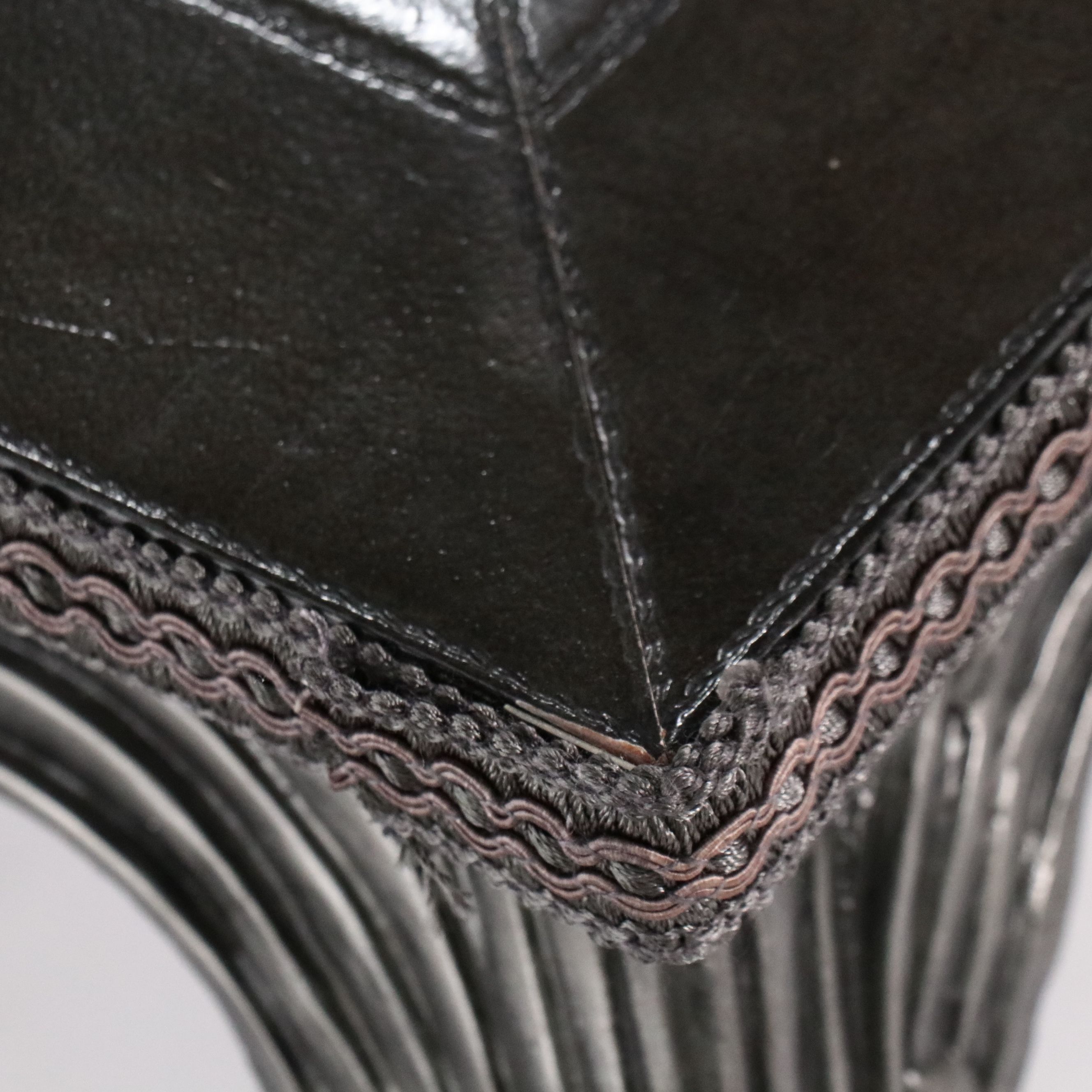 Modern Art Nouveau Style Cast Metal Leather Top Coffee Table