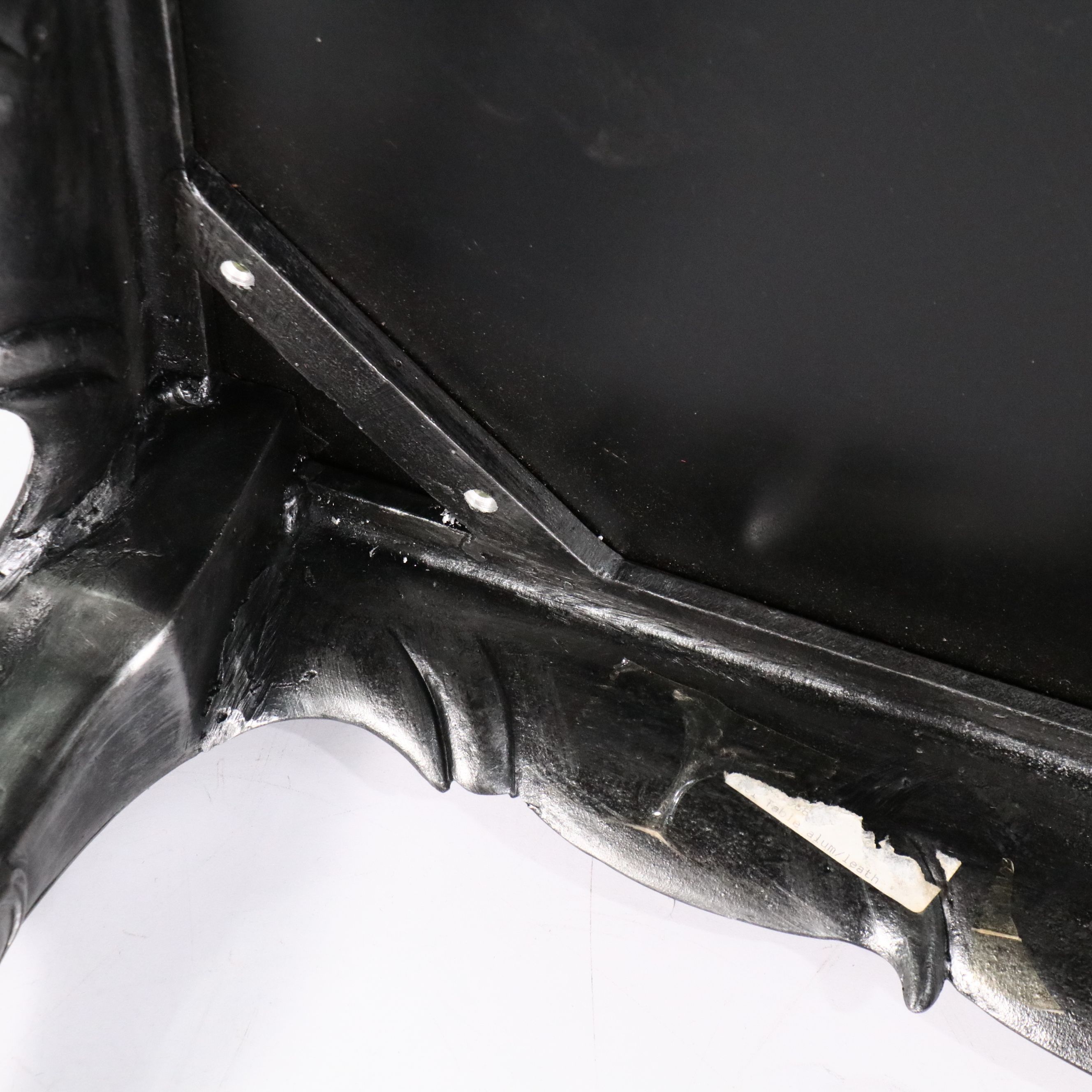 Modern Art Nouveau Style Cast Metal Leather Top Coffee Table