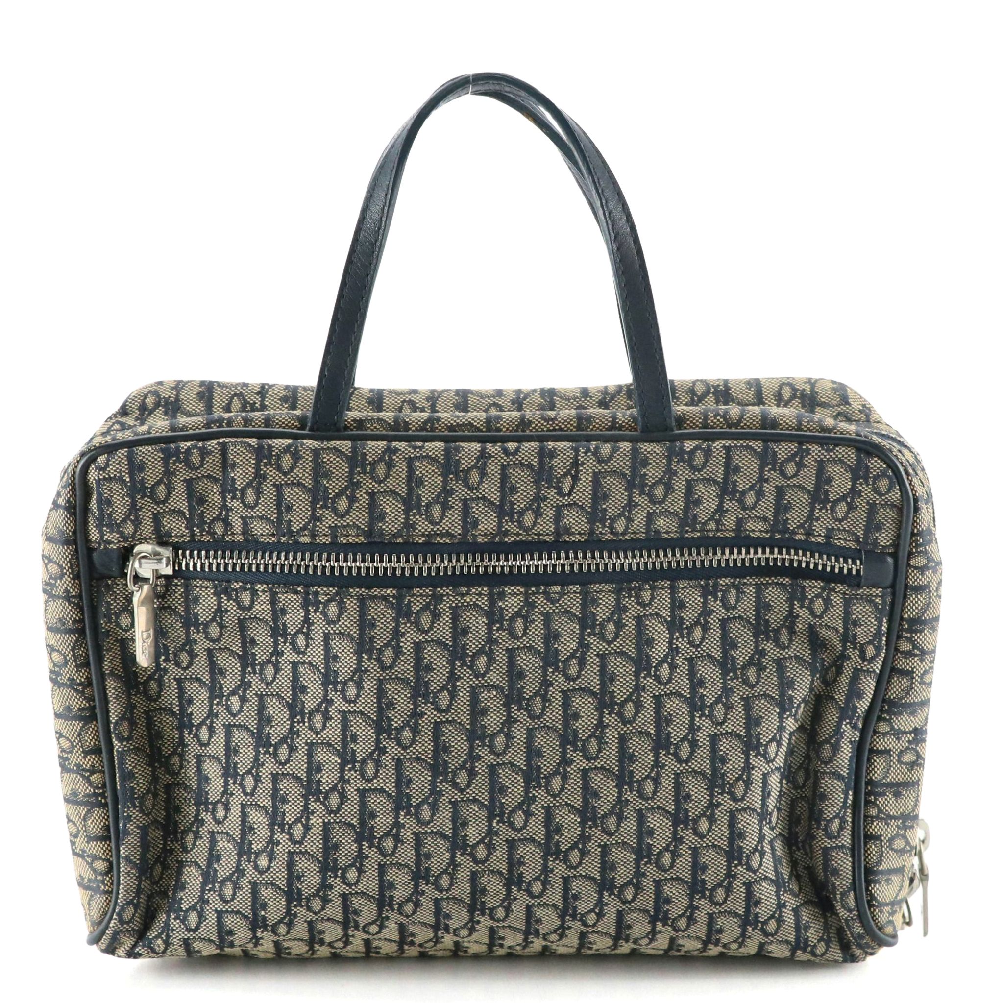 Christian Dior Cosmetic/Travel Bag in Blue Diorissimo Canvas and Leather