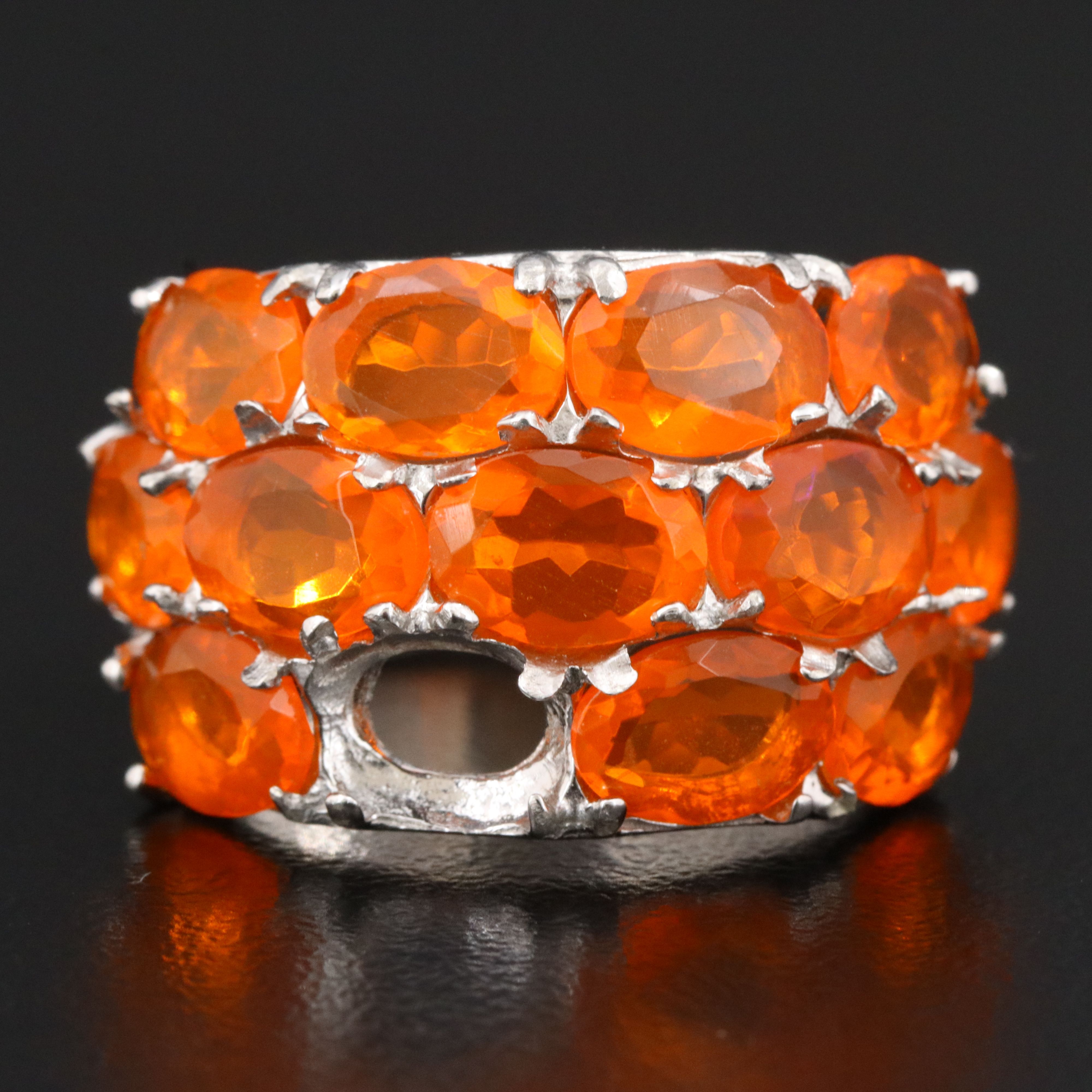 Sterling Fire Opal Ring