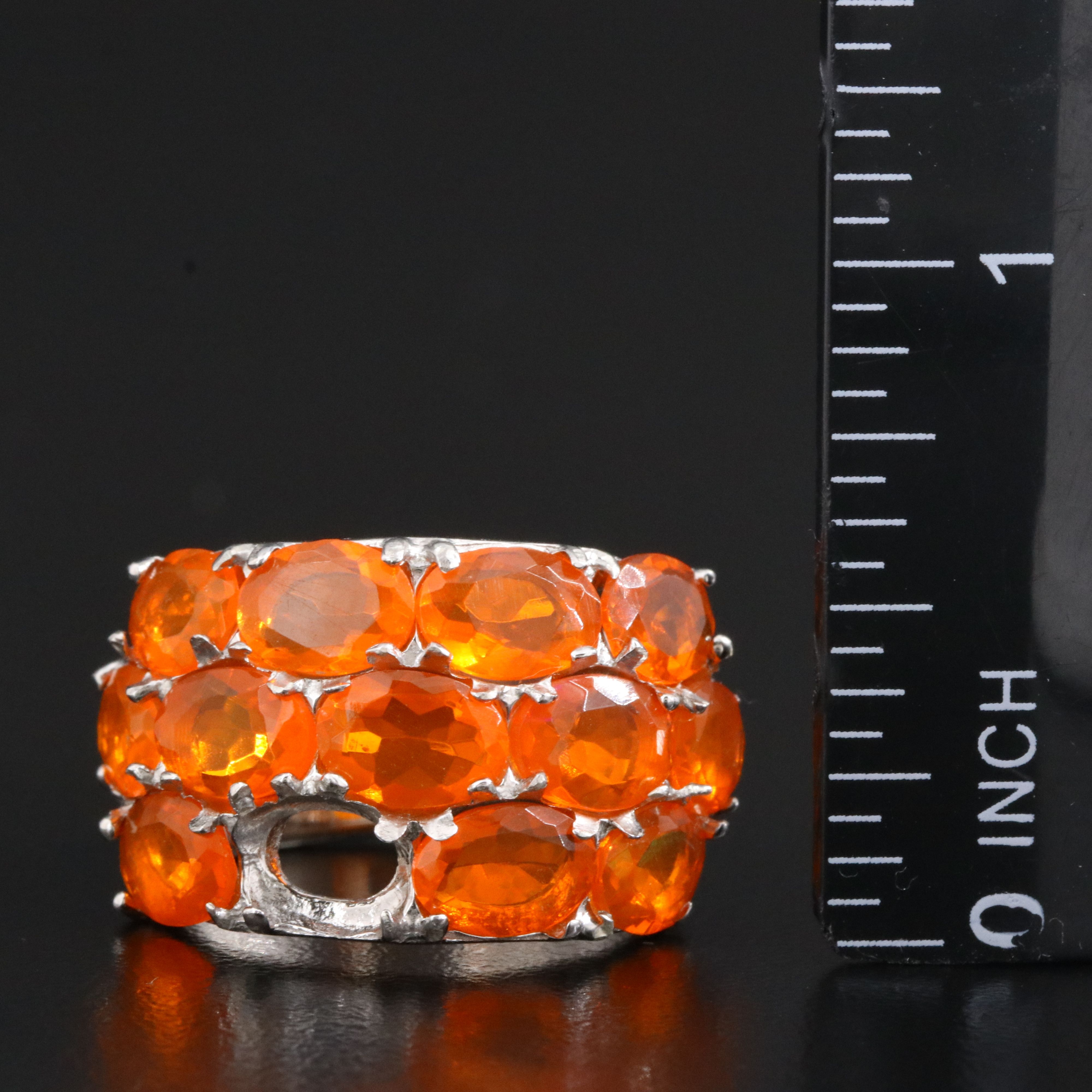 Sterling Fire Opal Ring