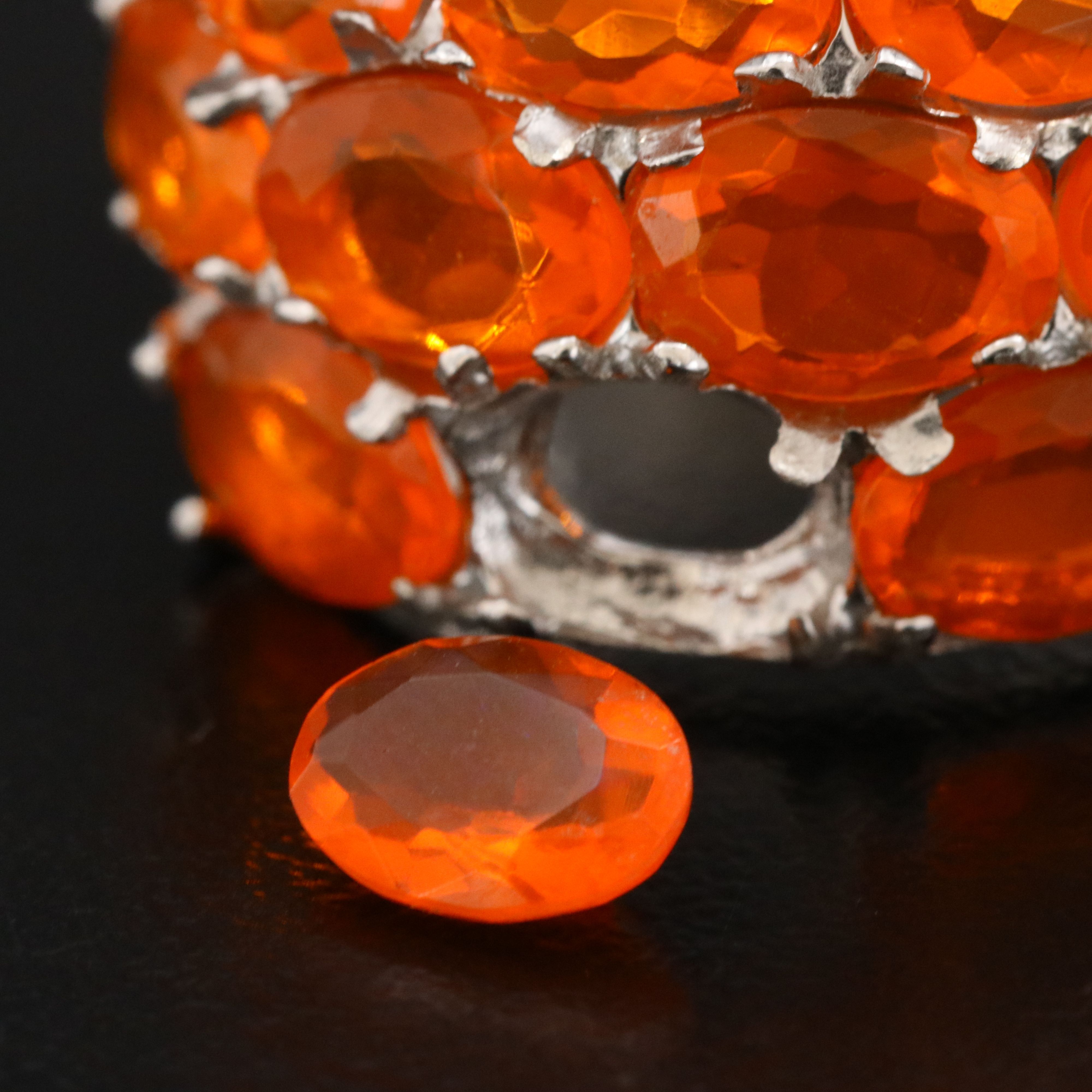 Sterling Fire Opal Ring
