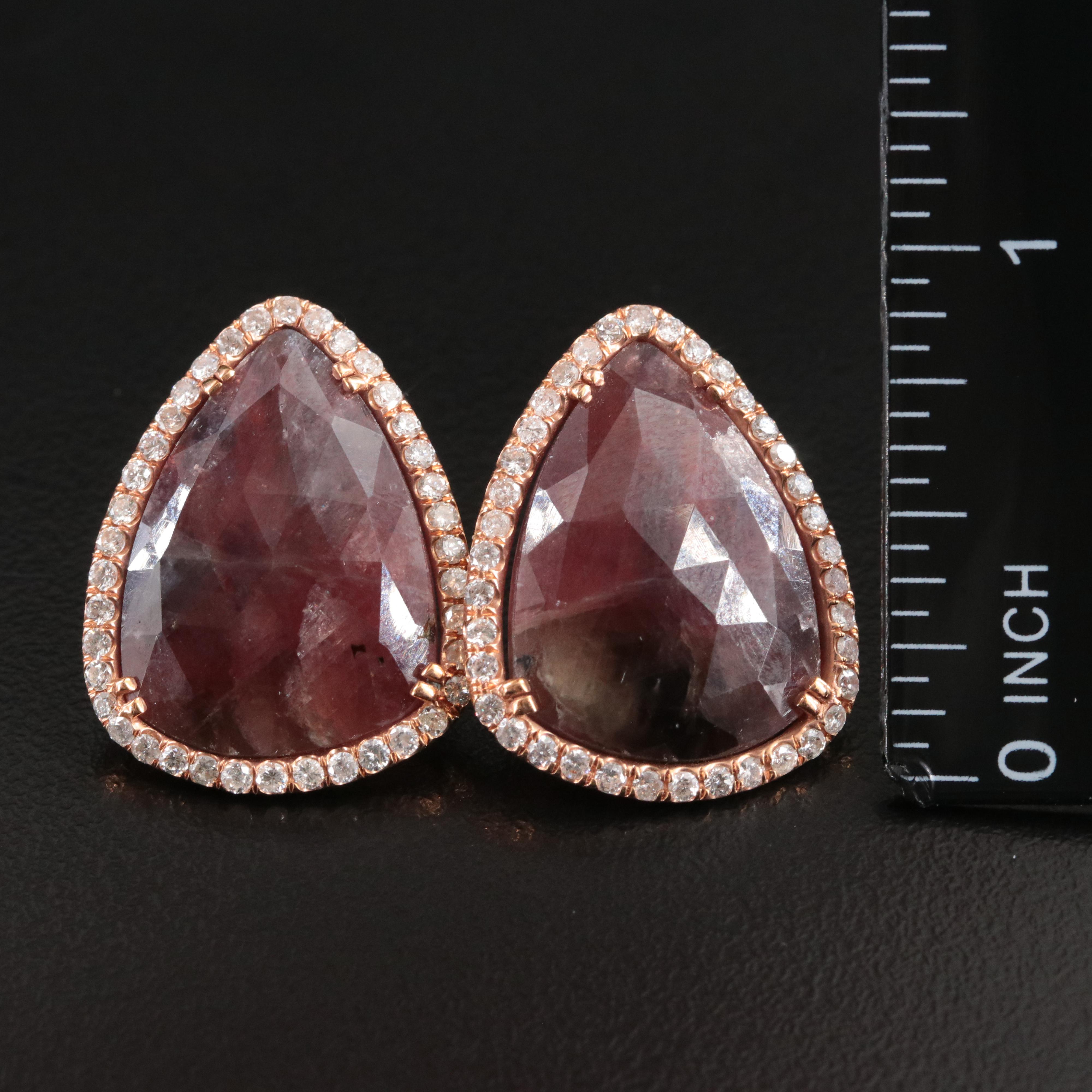 14K Rose Gold Multicolored Sapphire and Diamond Bracelet and Earrings