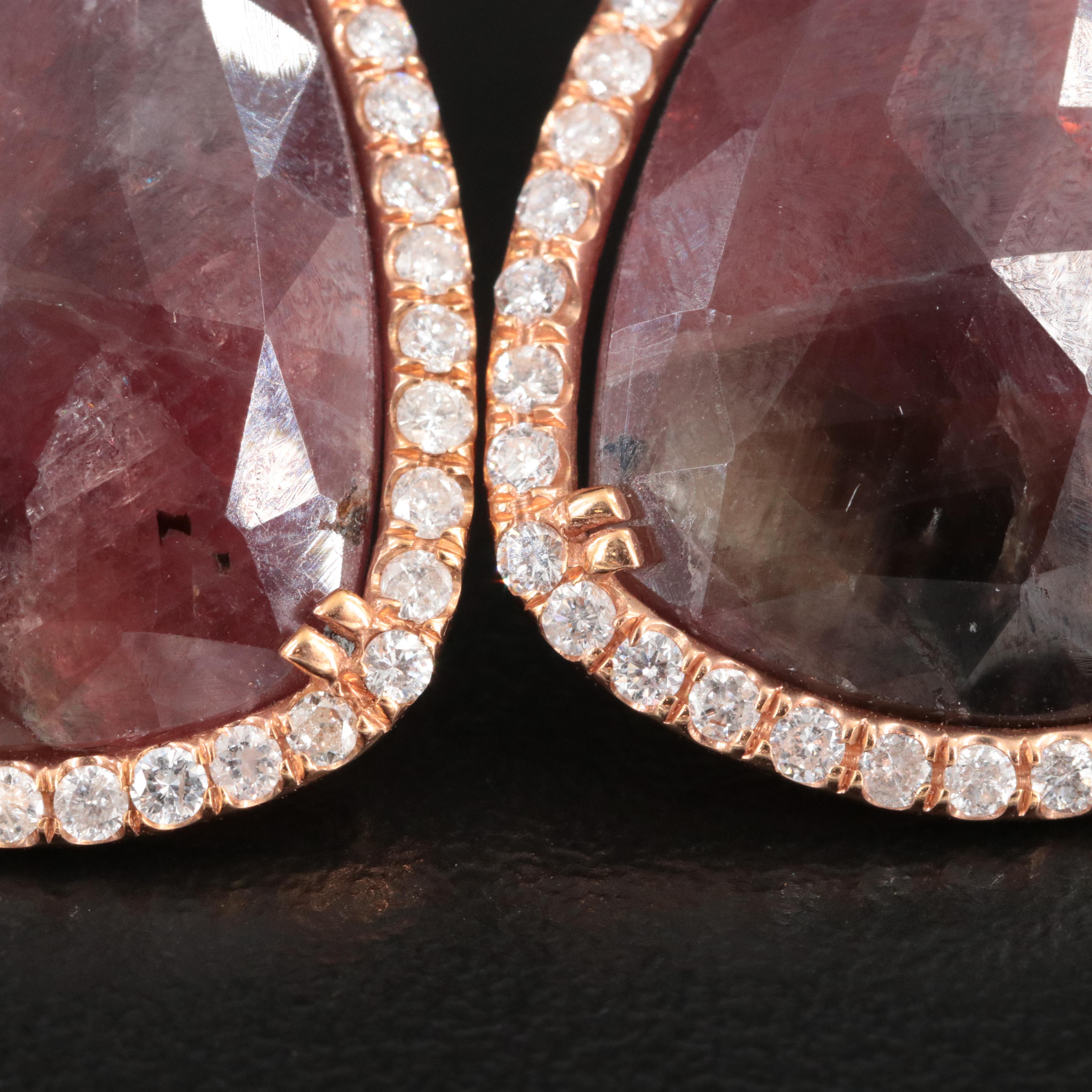 14K Rose Gold Multicolored Sapphire and Diamond Bracelet and Earrings