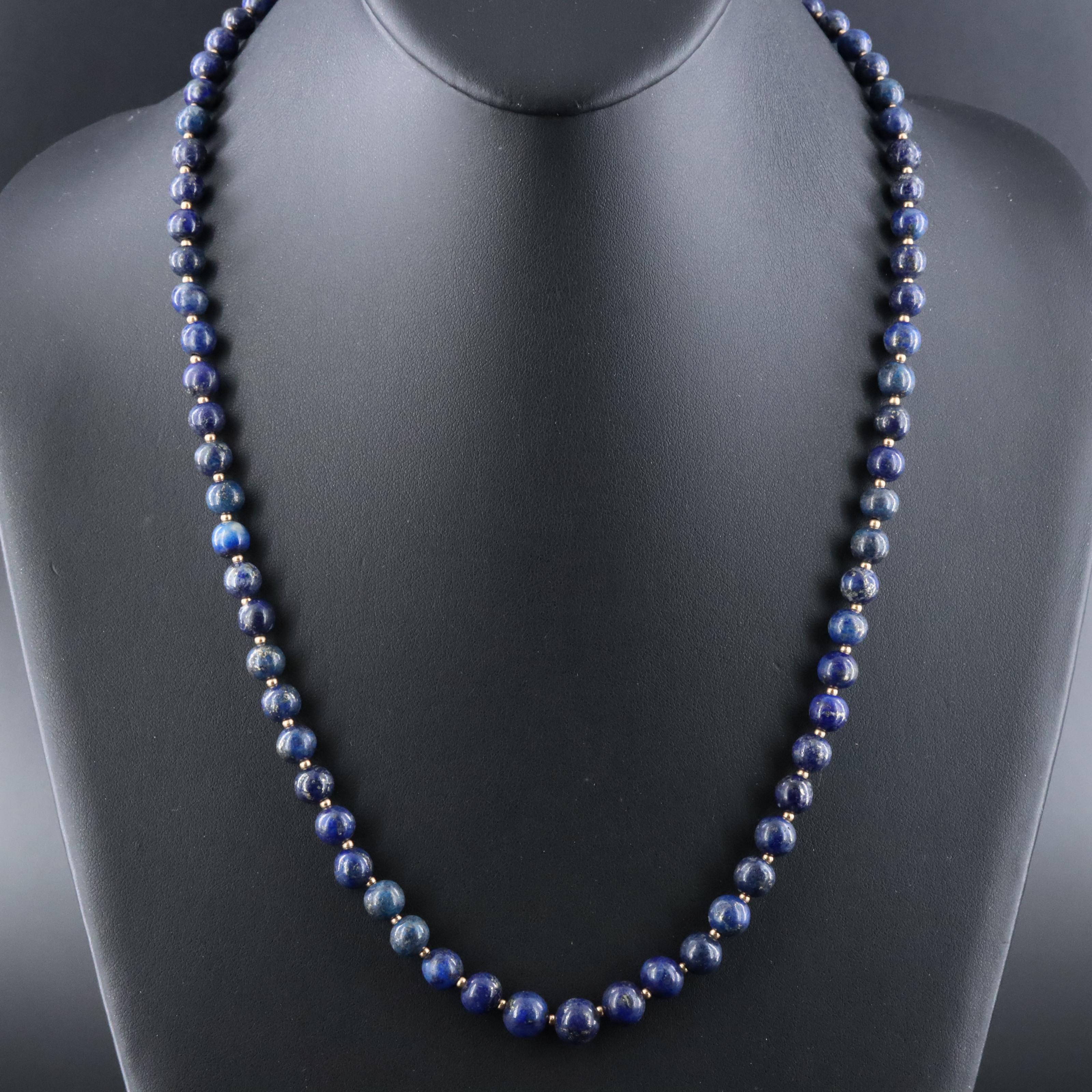 14K Lapis Beaded Necklace
