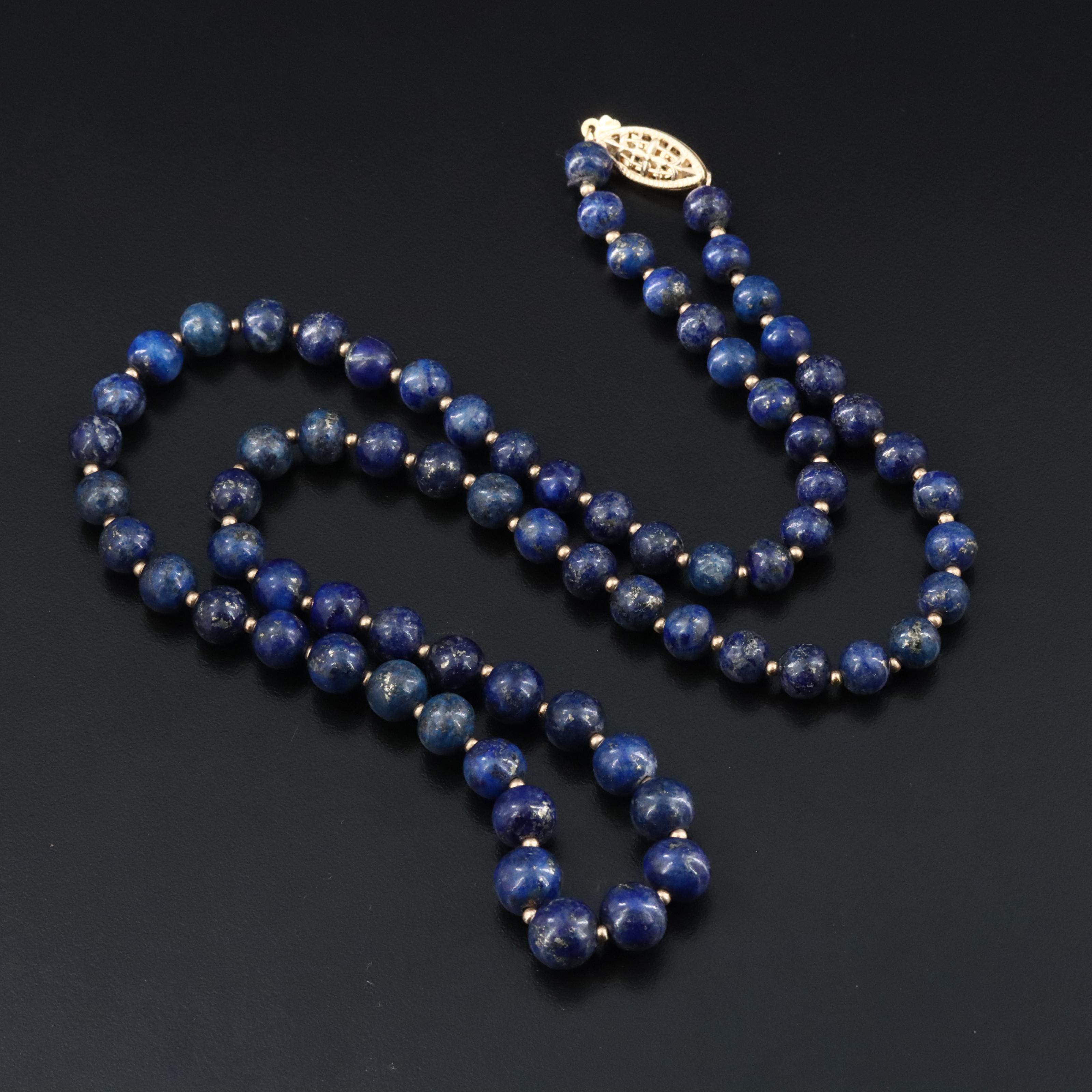 14K Lapis Beaded Necklace