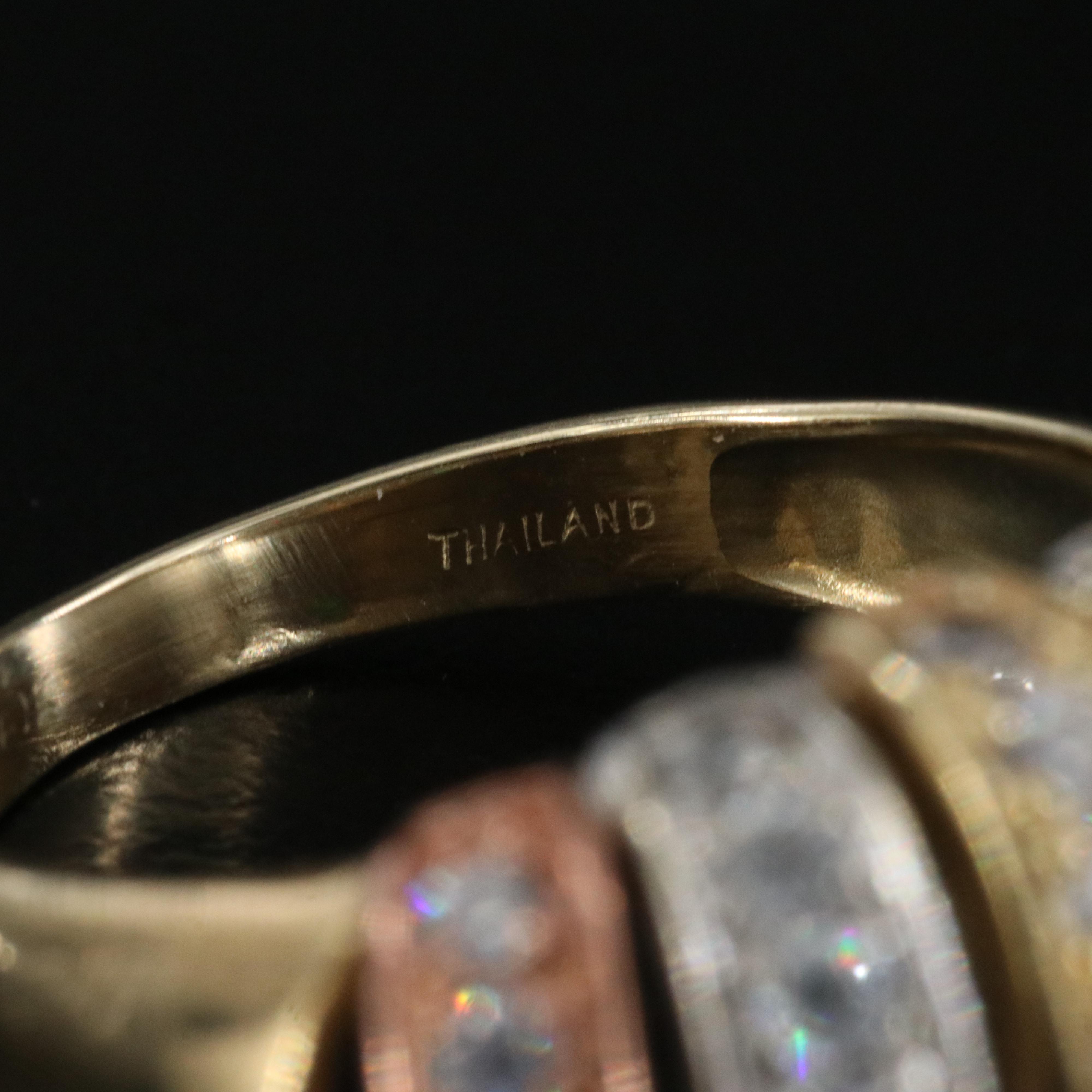 10K Tri-Color CZ Openwork Dome Ring