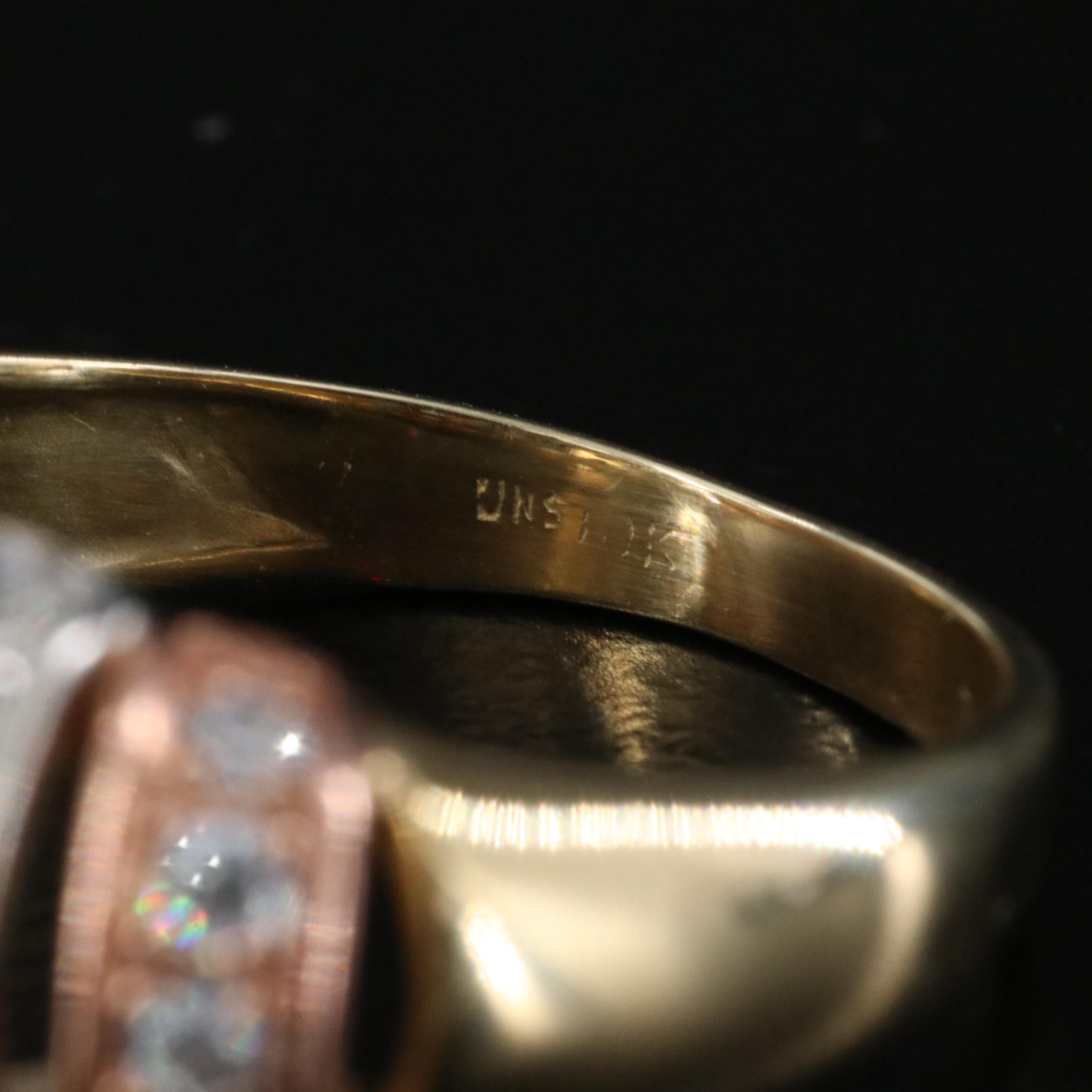 10K Tri-Color CZ Openwork Dome Ring