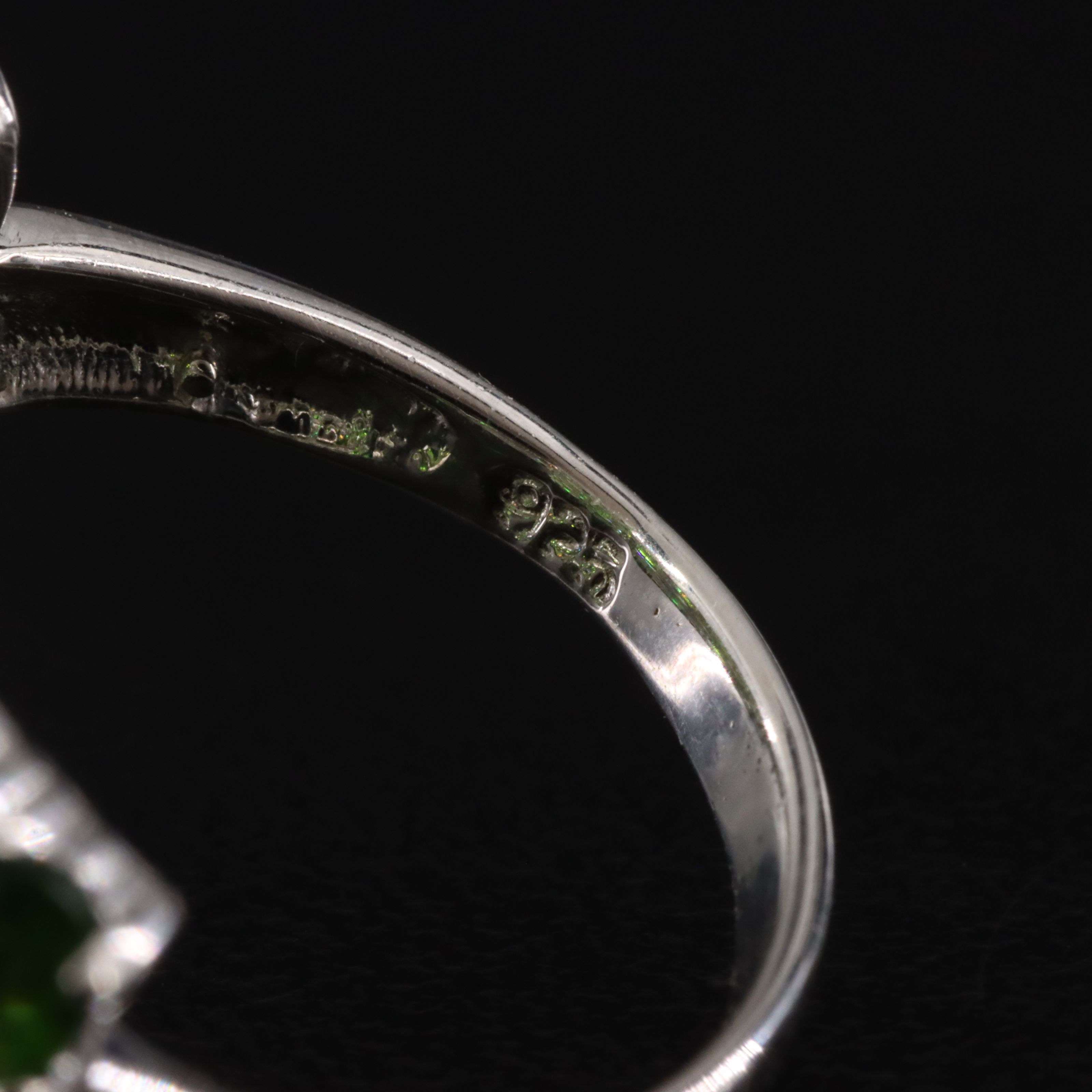 Sterling Diopside and Peridot Ring
