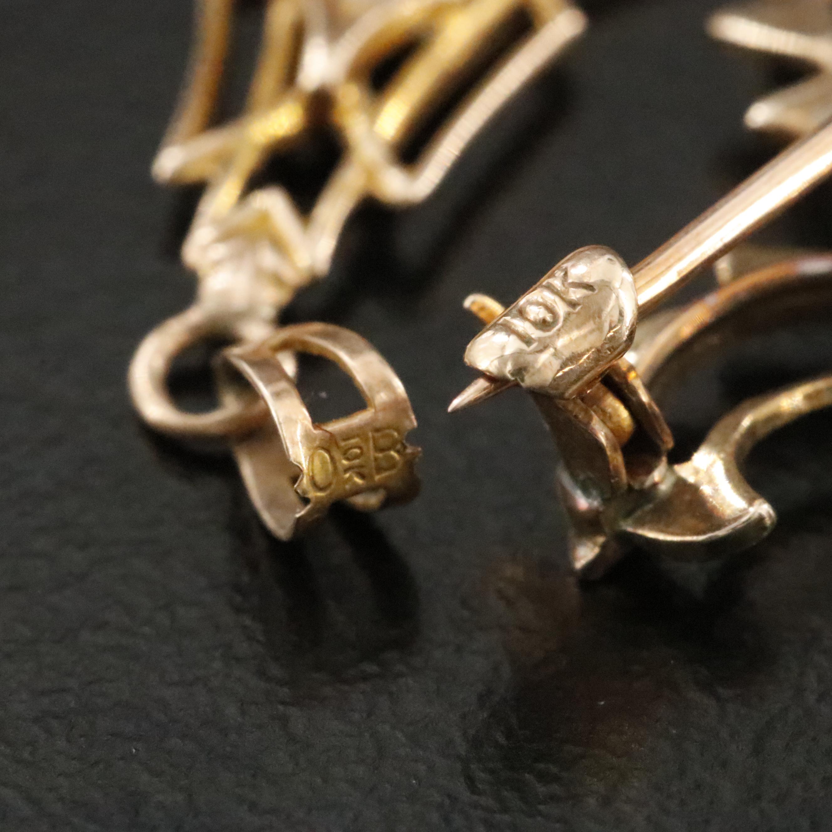 Ostby & Barton Co. 10K Lavalier Pendant with Fleur-de-Lis Watch Pin with Pearls