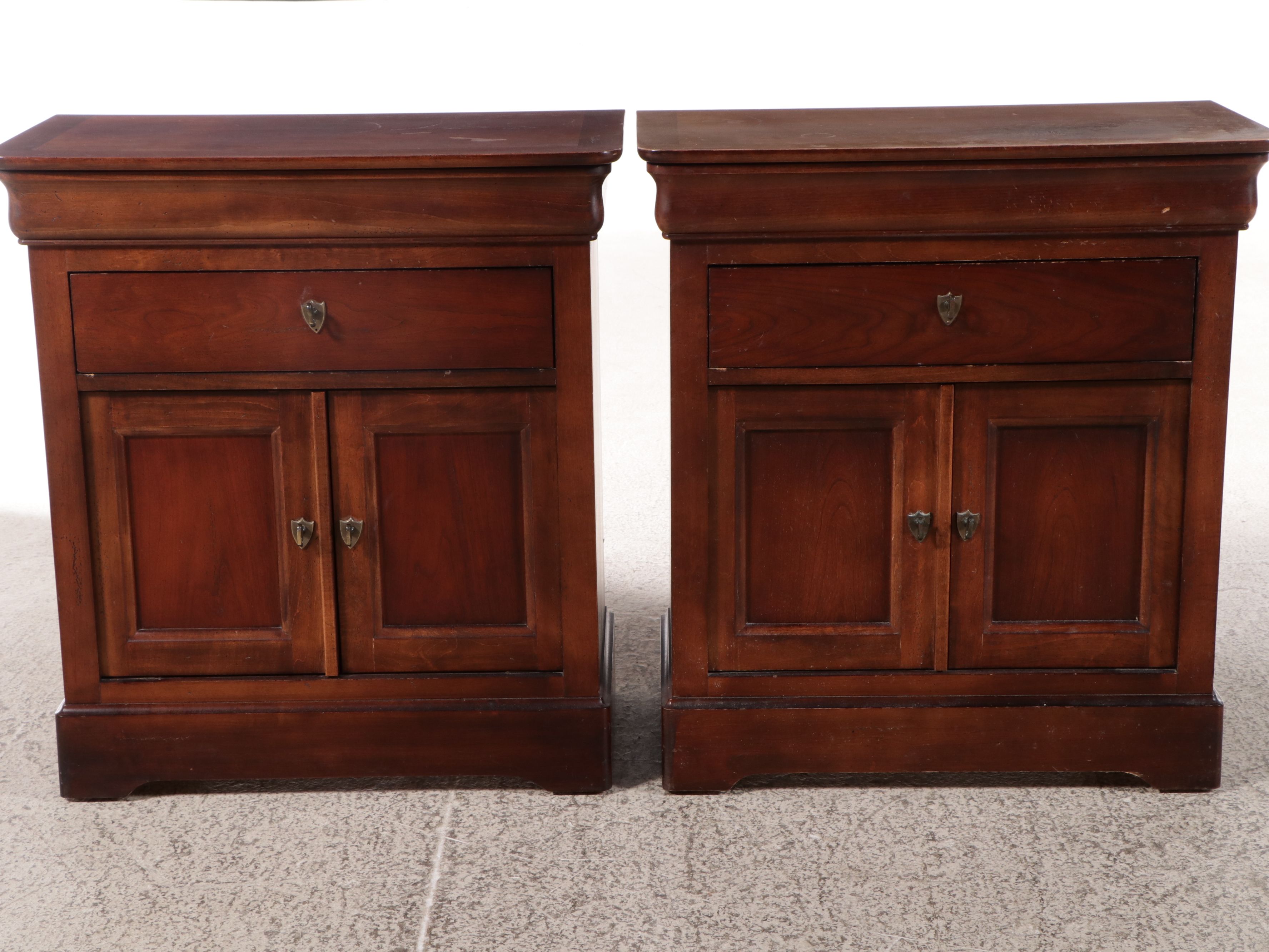 Pair of Louis Philippe Style Mahogany Finish Nightstands
