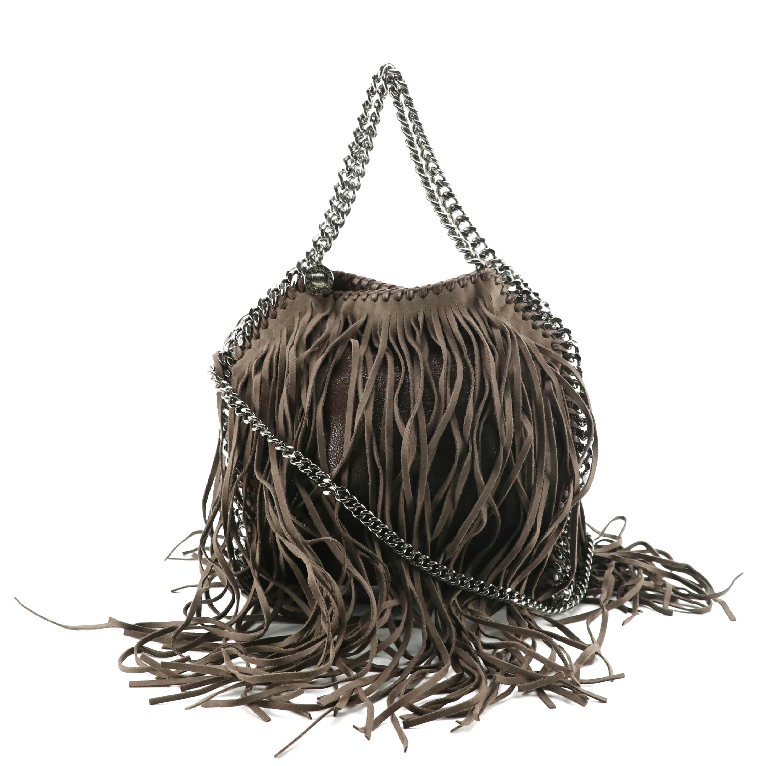 Stella McCartney Fringed Mini Falabella Chain Strap Bag in Brown Shaggy Deerskin