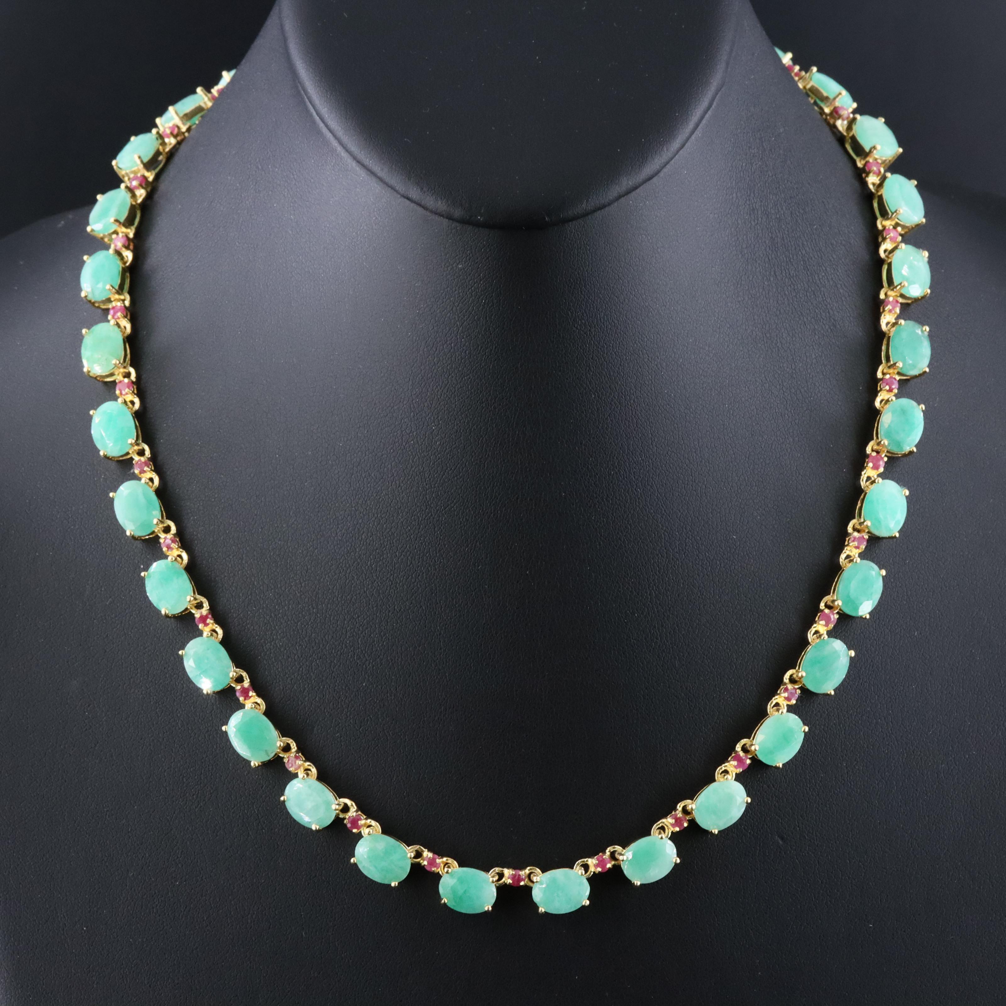 Sterling Emerald and Ruby Necklace