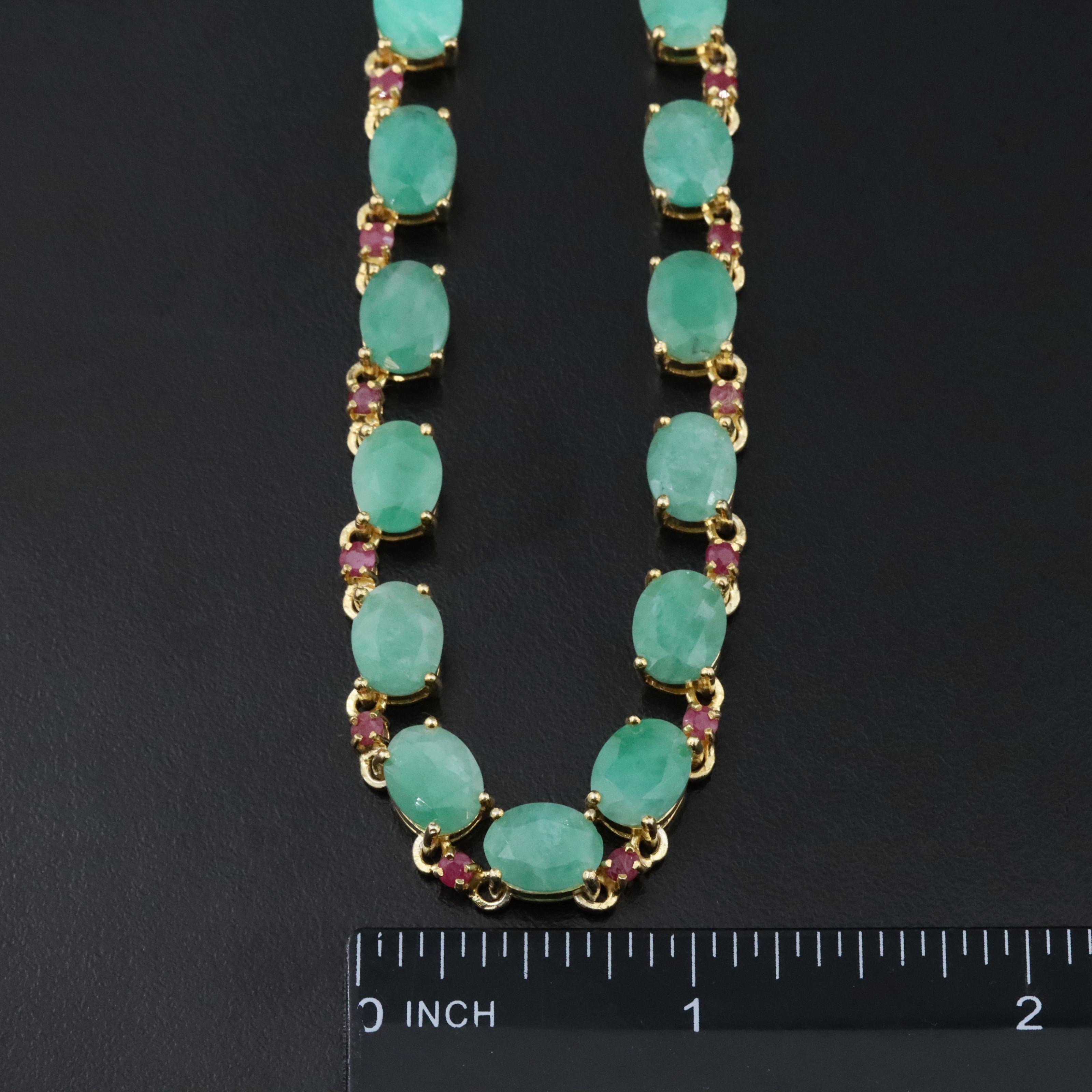 Sterling Emerald and Ruby Necklace