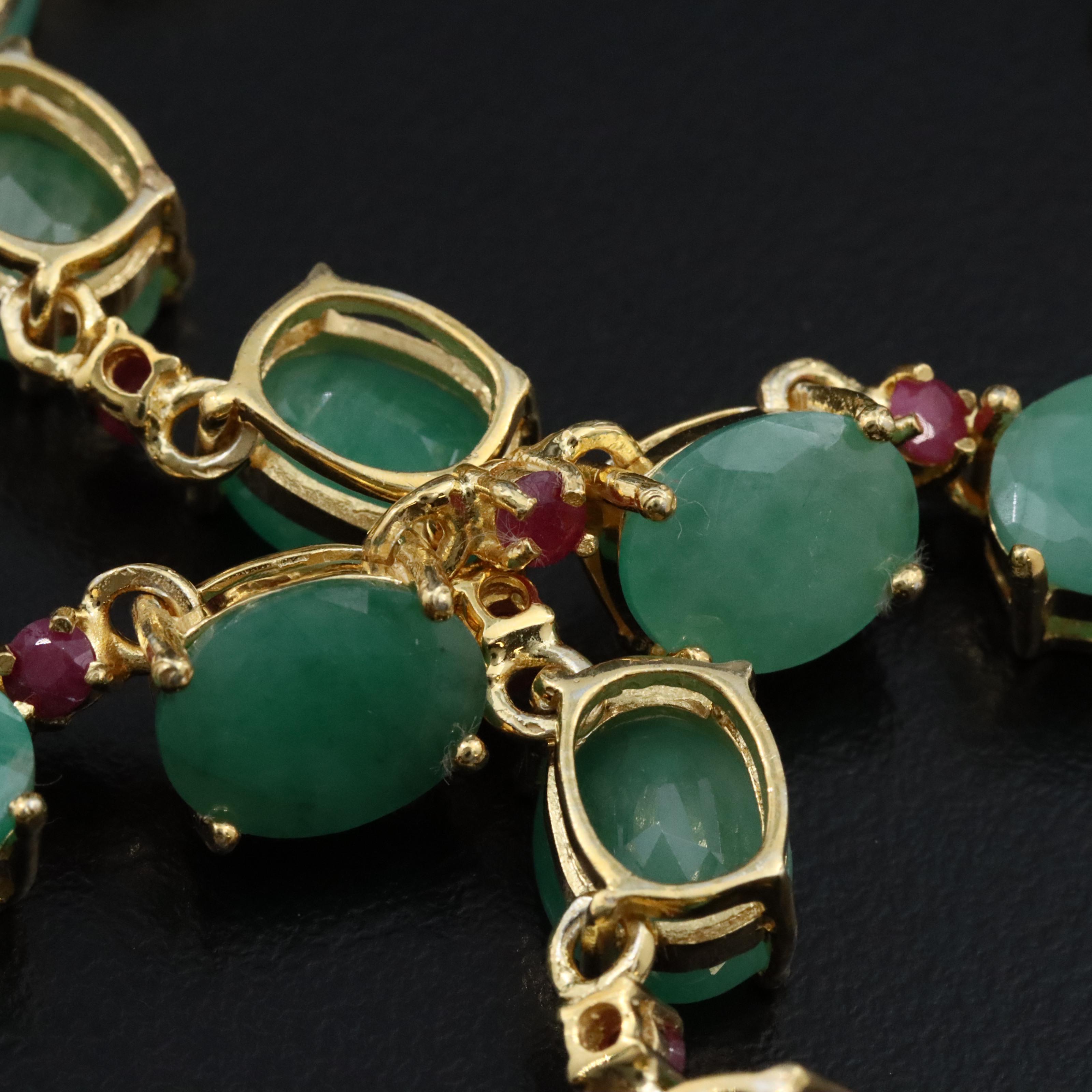 Sterling Emerald and Ruby Necklace