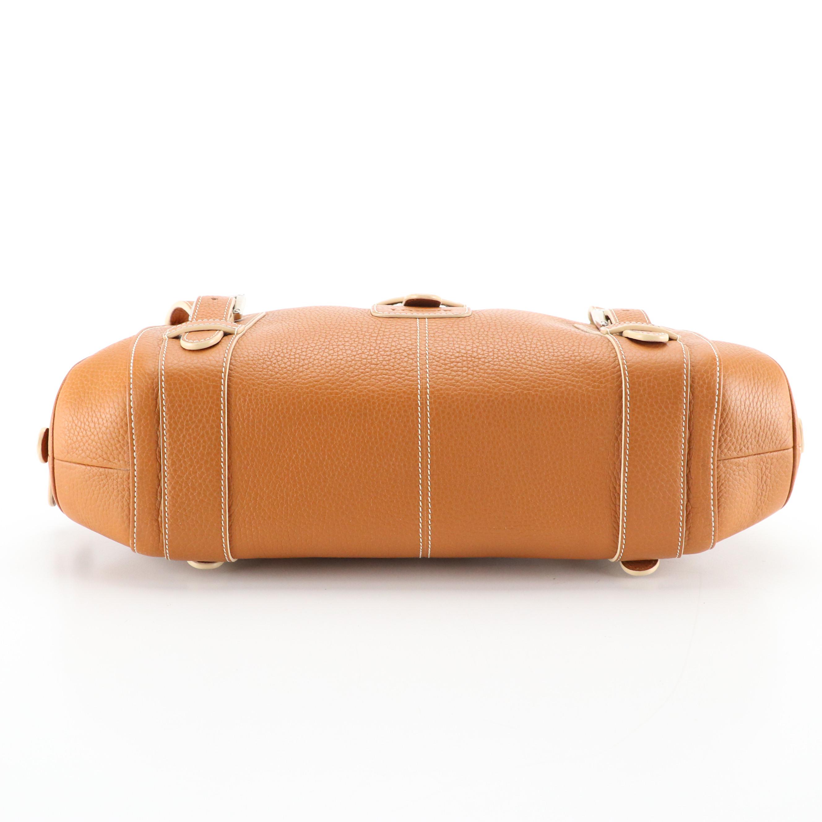 Loewe Senda Shoulder Satchel in Caramel Brown Grained Calf Leather