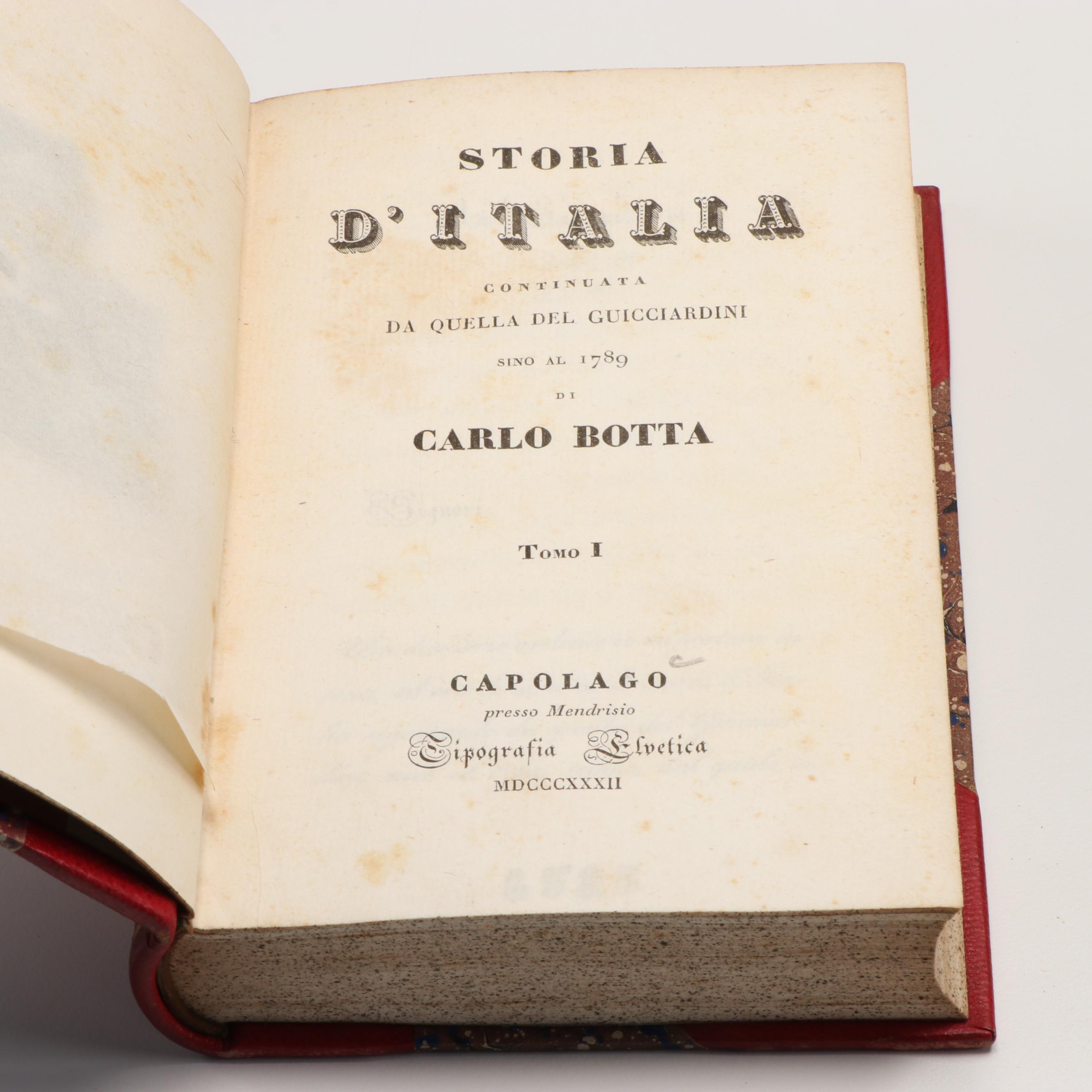 Italian "Storia D'Italia" Continuation by Carlo Botta, 1883