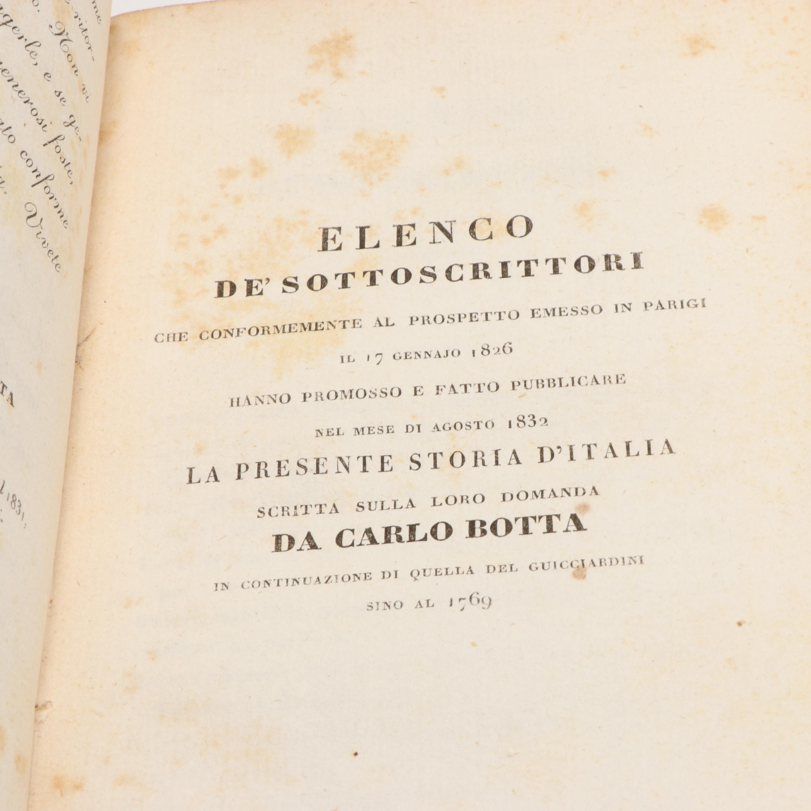 Italian "Storia D'Italia" Continuation by Carlo Botta, 1883