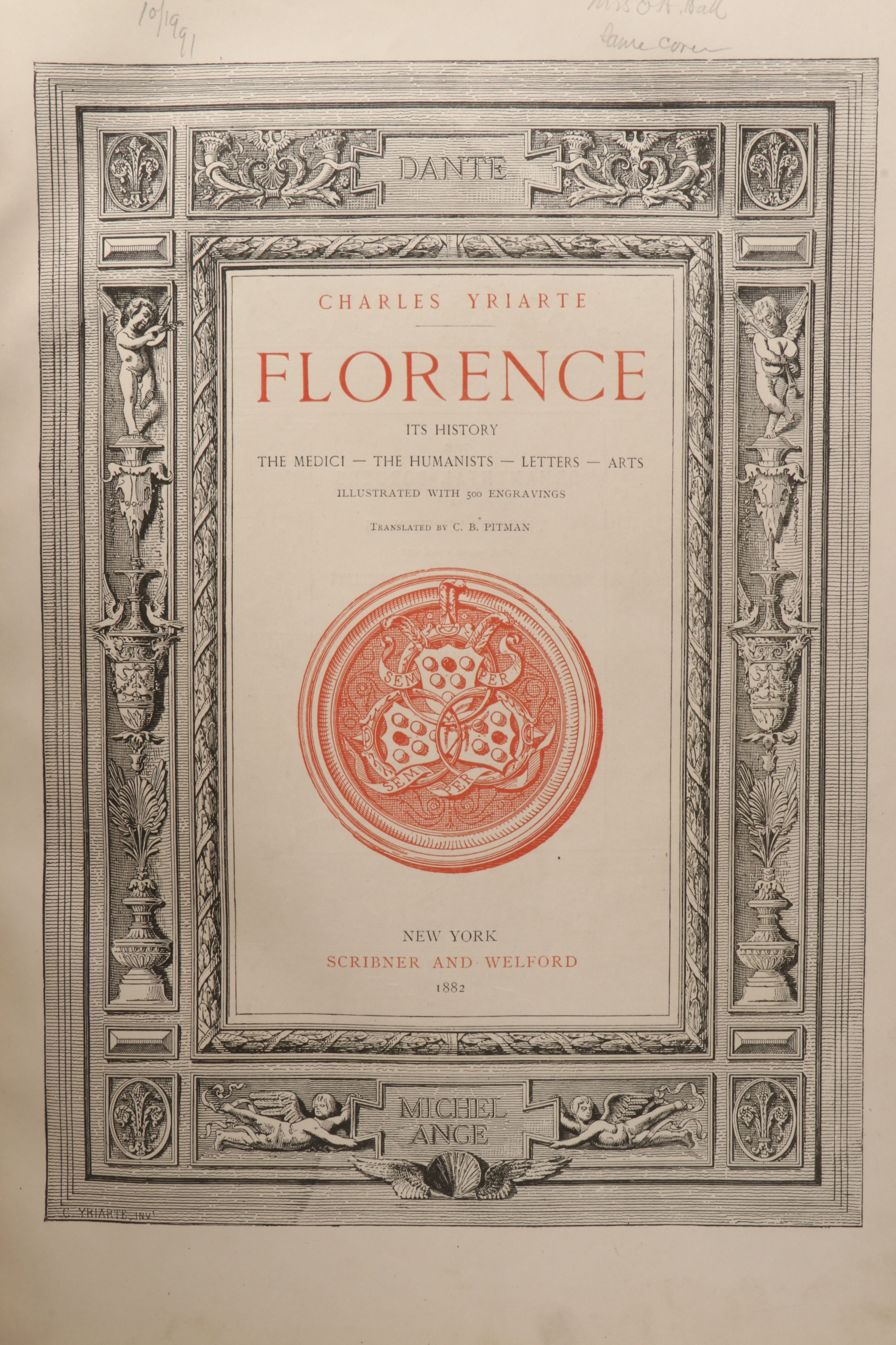 Illustrated First Edition "Florence" by Charles Yriarte, 1882