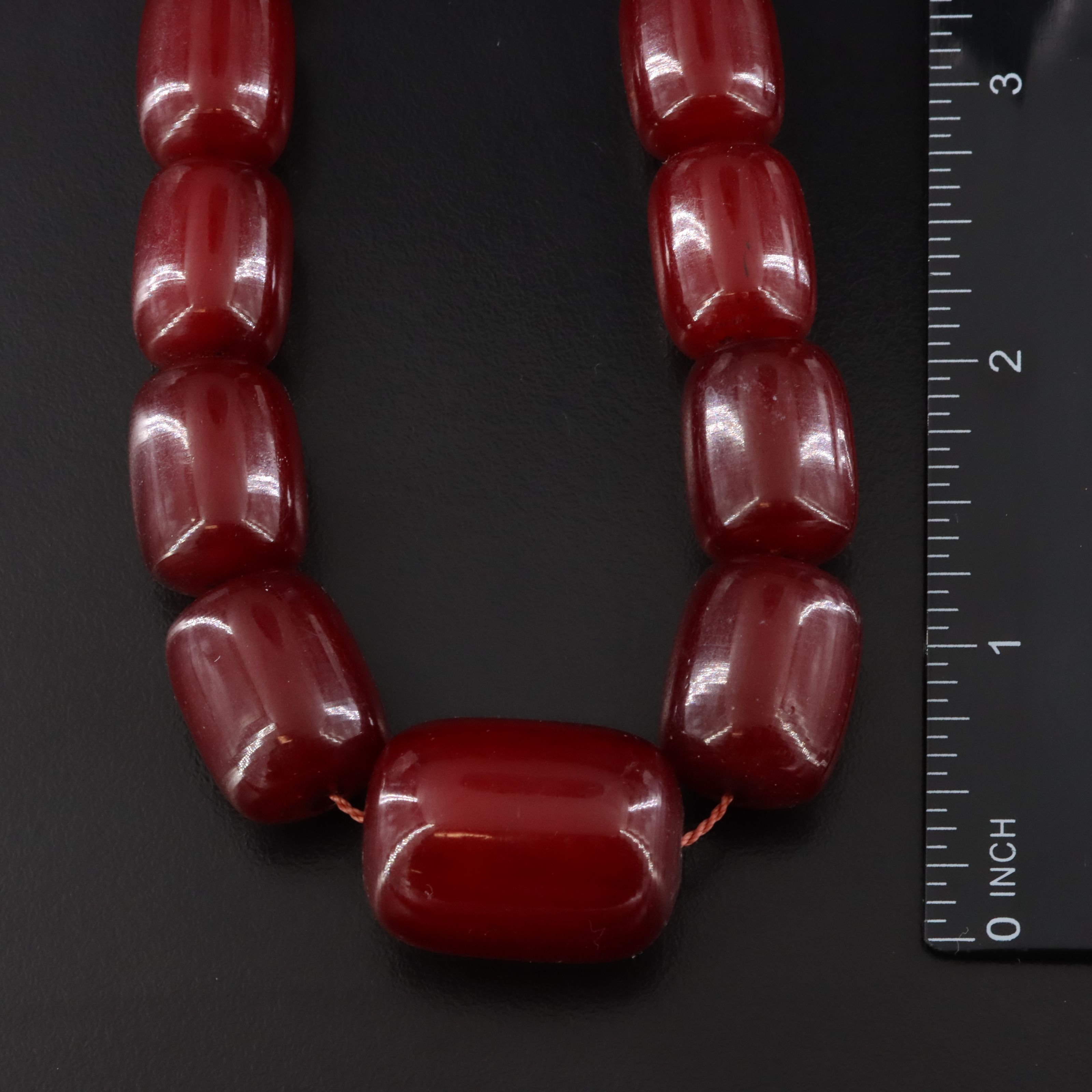 Vintage Graduated Bakelite Bead Necklace and Carved Brooch