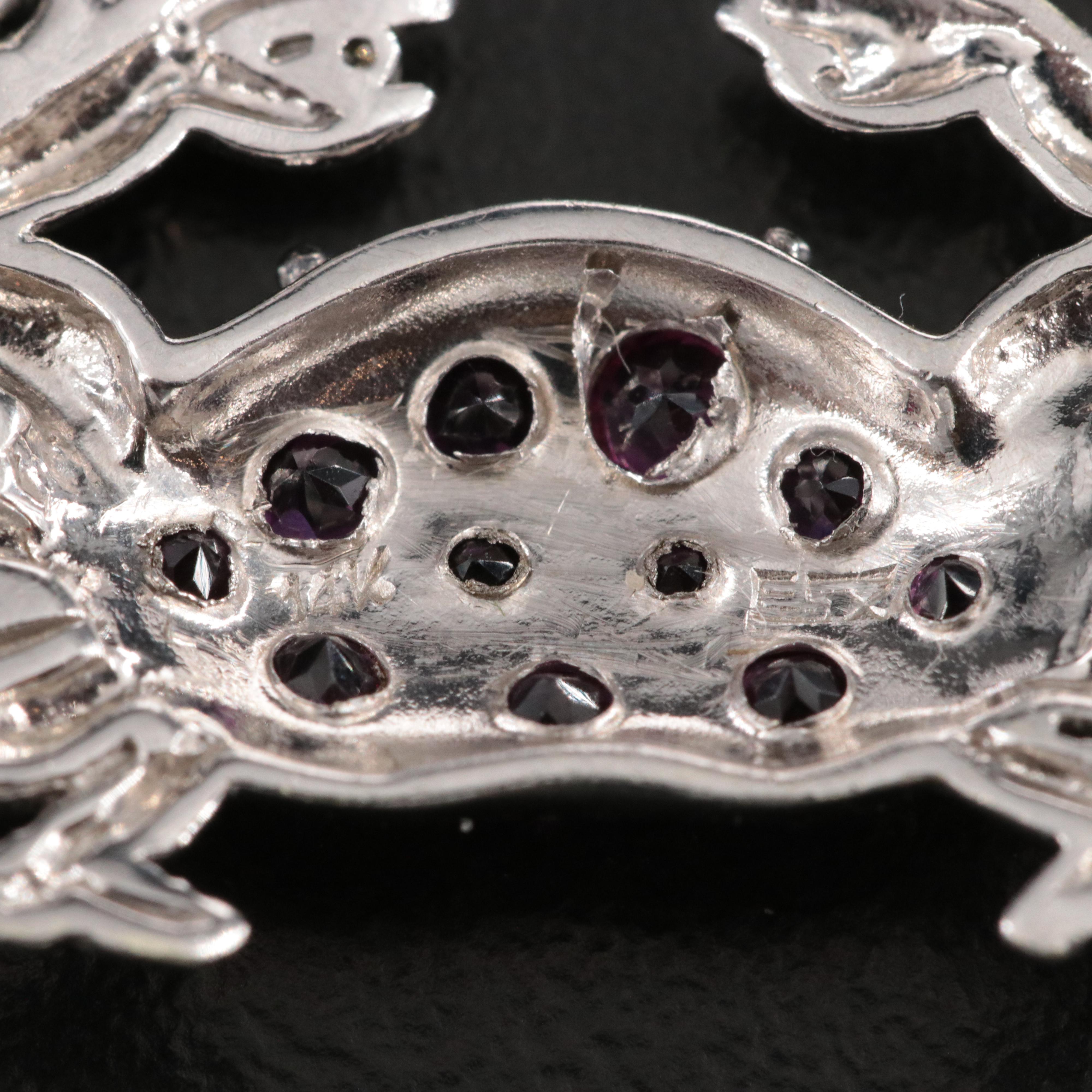 14K Rhodolite Garnet and Diamond Crab Charm Pendant