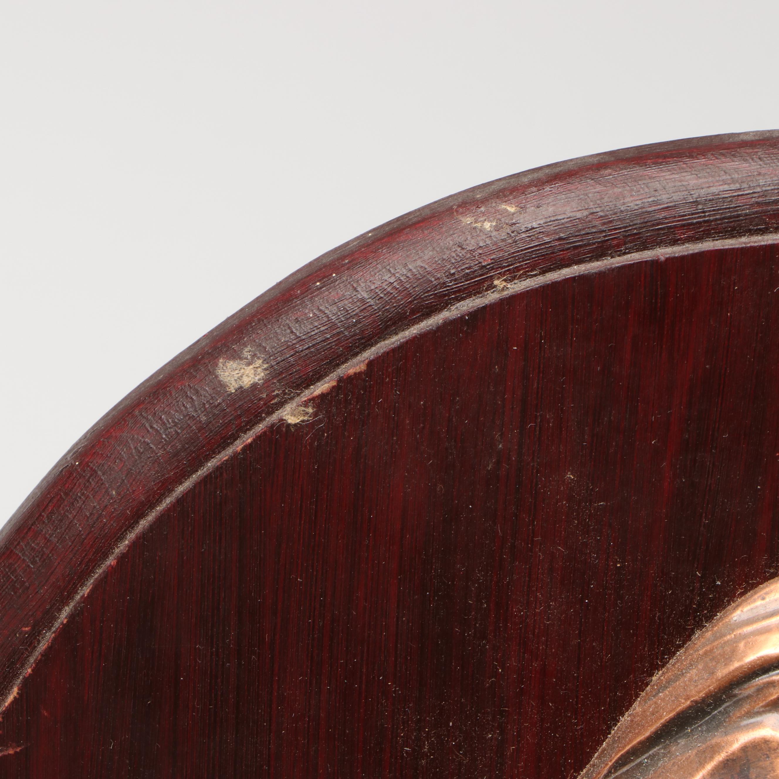 English Style Embossed Brass Finish Wall Plates with Madonna and Child Plaque