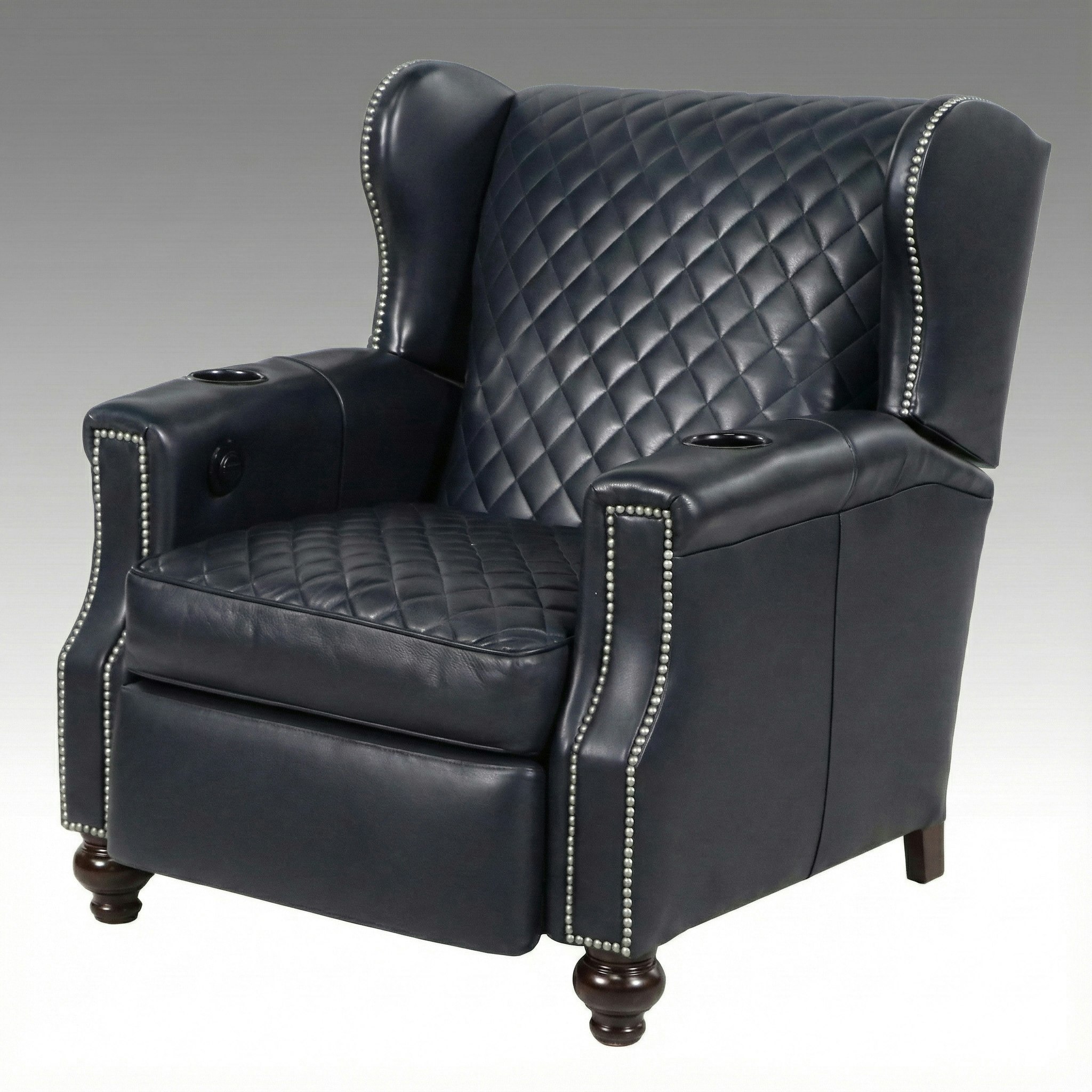 Leathercraft Quilted Leather Upholstered Recliner with Nailhead Trim