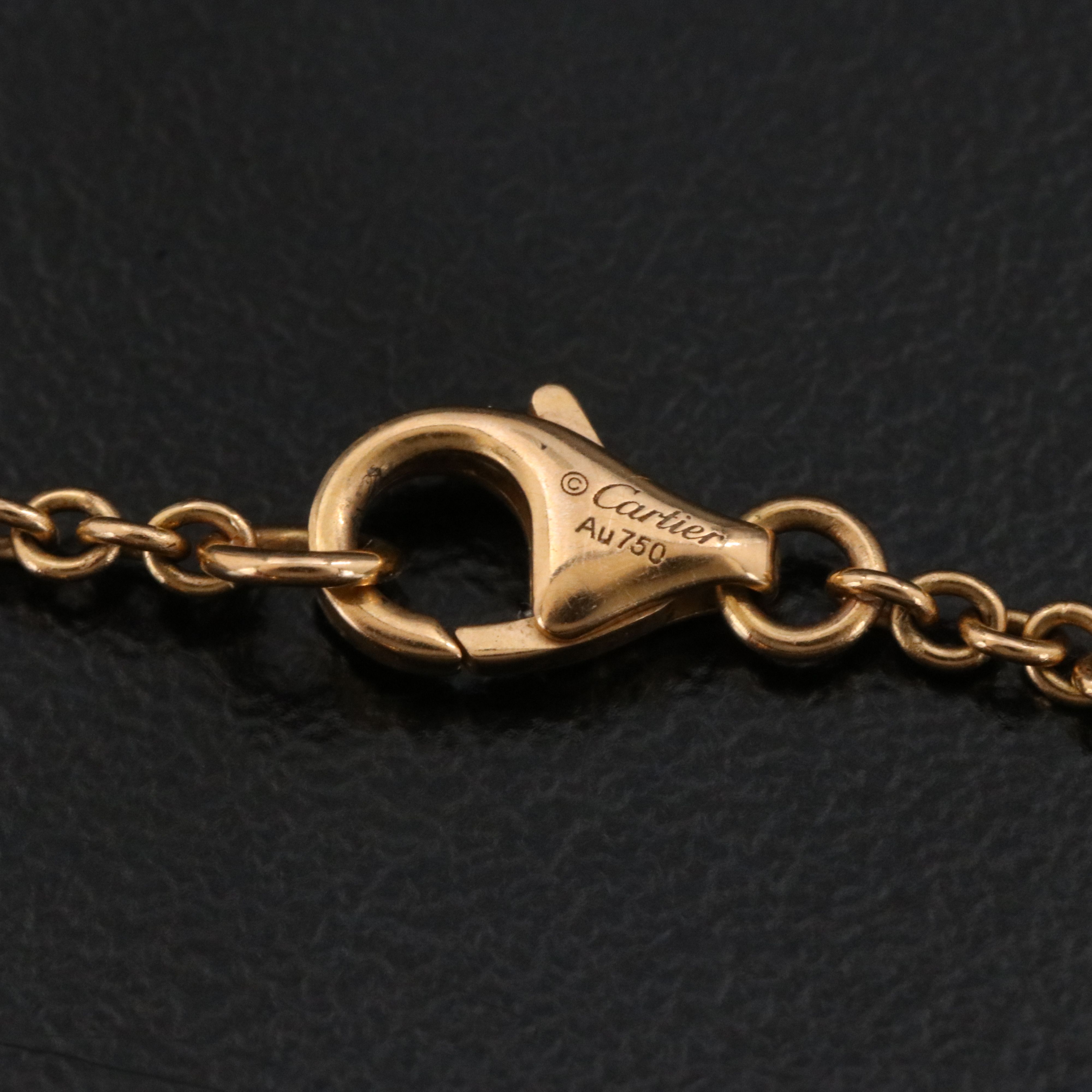 Cartier LOVE 18K Rose Gold and Diamond Interlocking Rings Necklace with COA