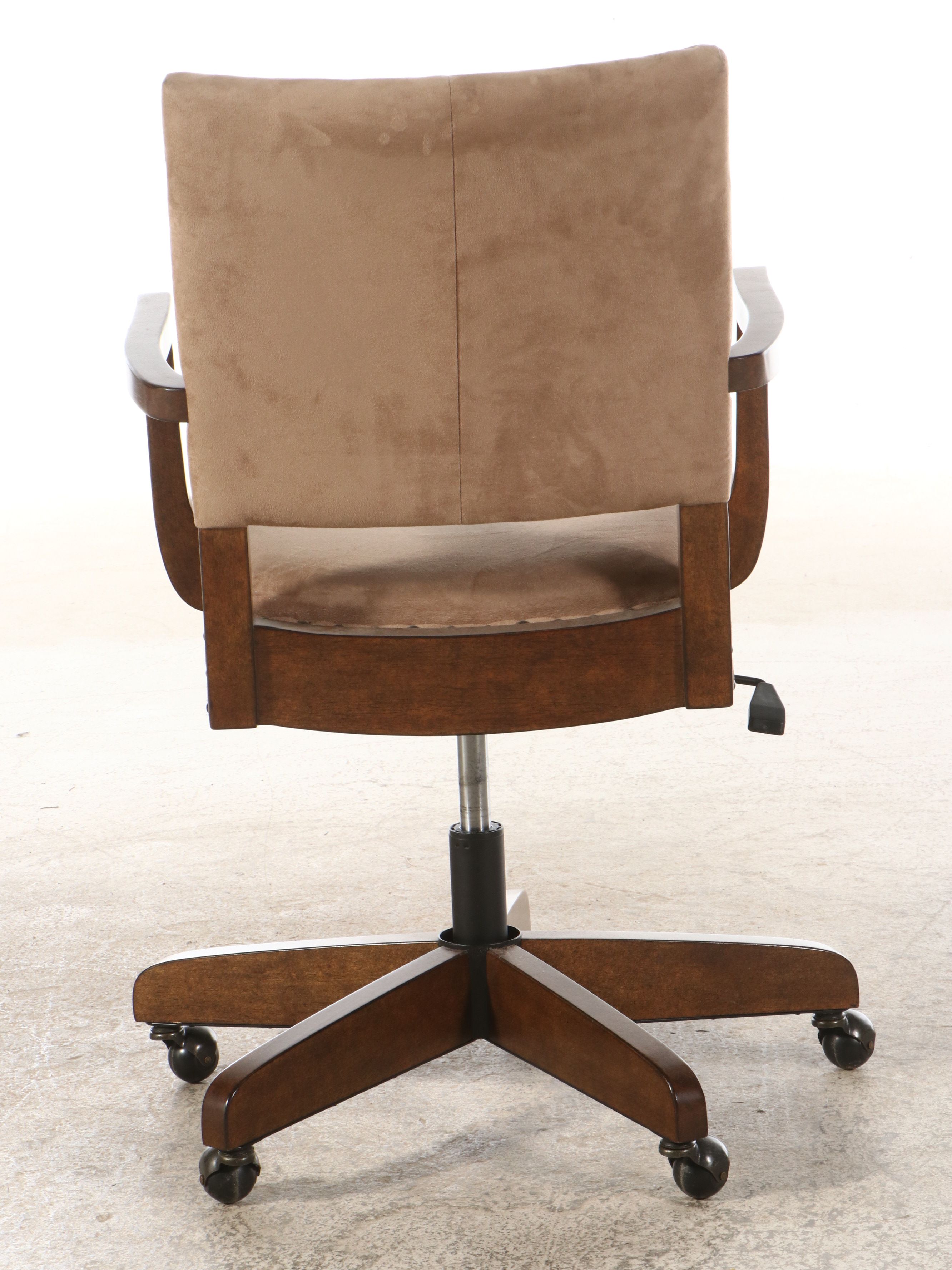 Pottery Barn Nailhead Trim Faux Suede and Oak Finish Desk Chair